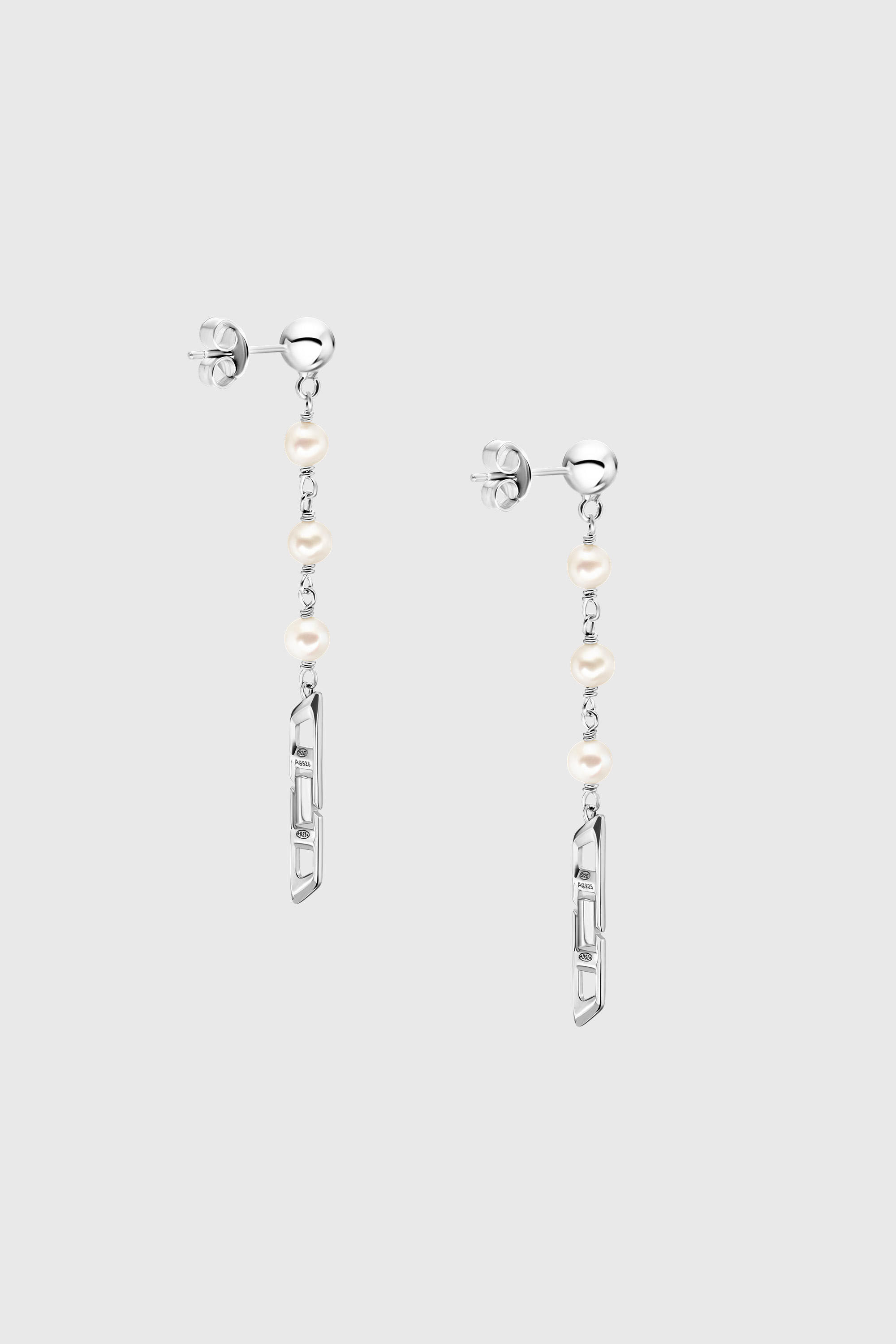 Diesel - DL1371040, Unisex Ohrh&auml;nger aus Sterlingsilber mit Perlen in Silber - 3