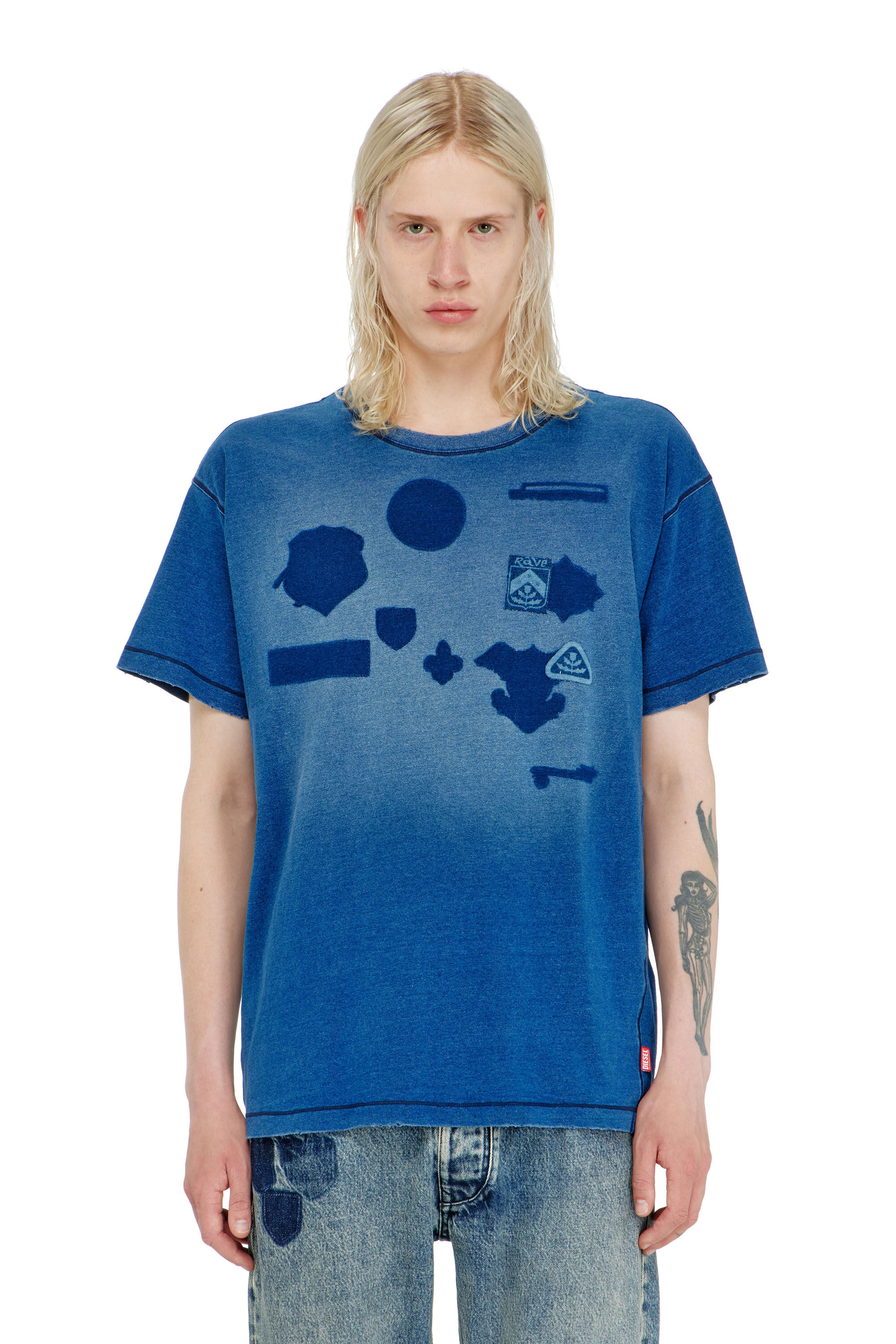 Diesel - T-NOX, Herren T-shirt mit patches mit schatteneffekt in null - 5