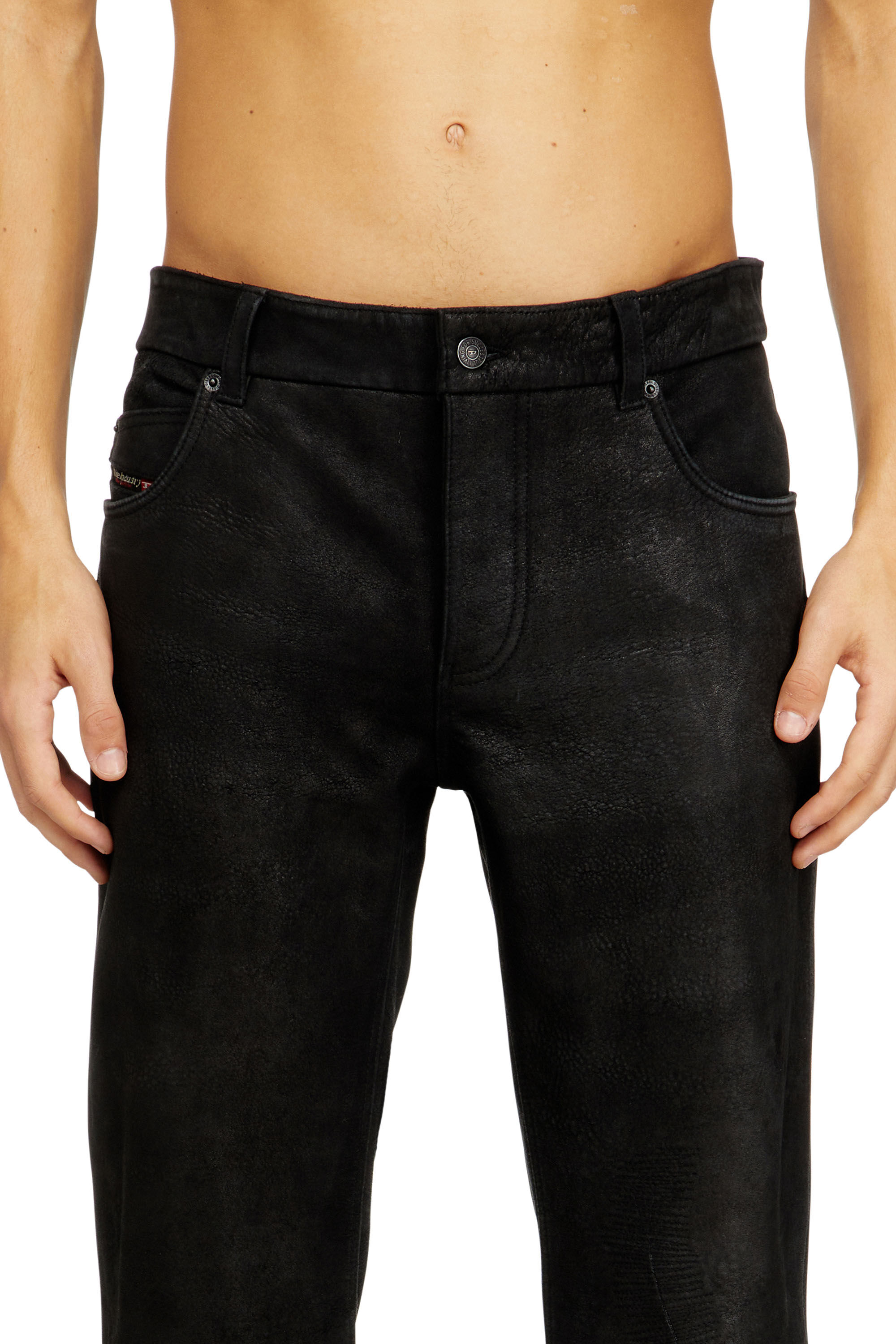 Diesel - P-VYLL-DMBI, Herren Jeans geschnittene Lederhosen in Schwarz - 5