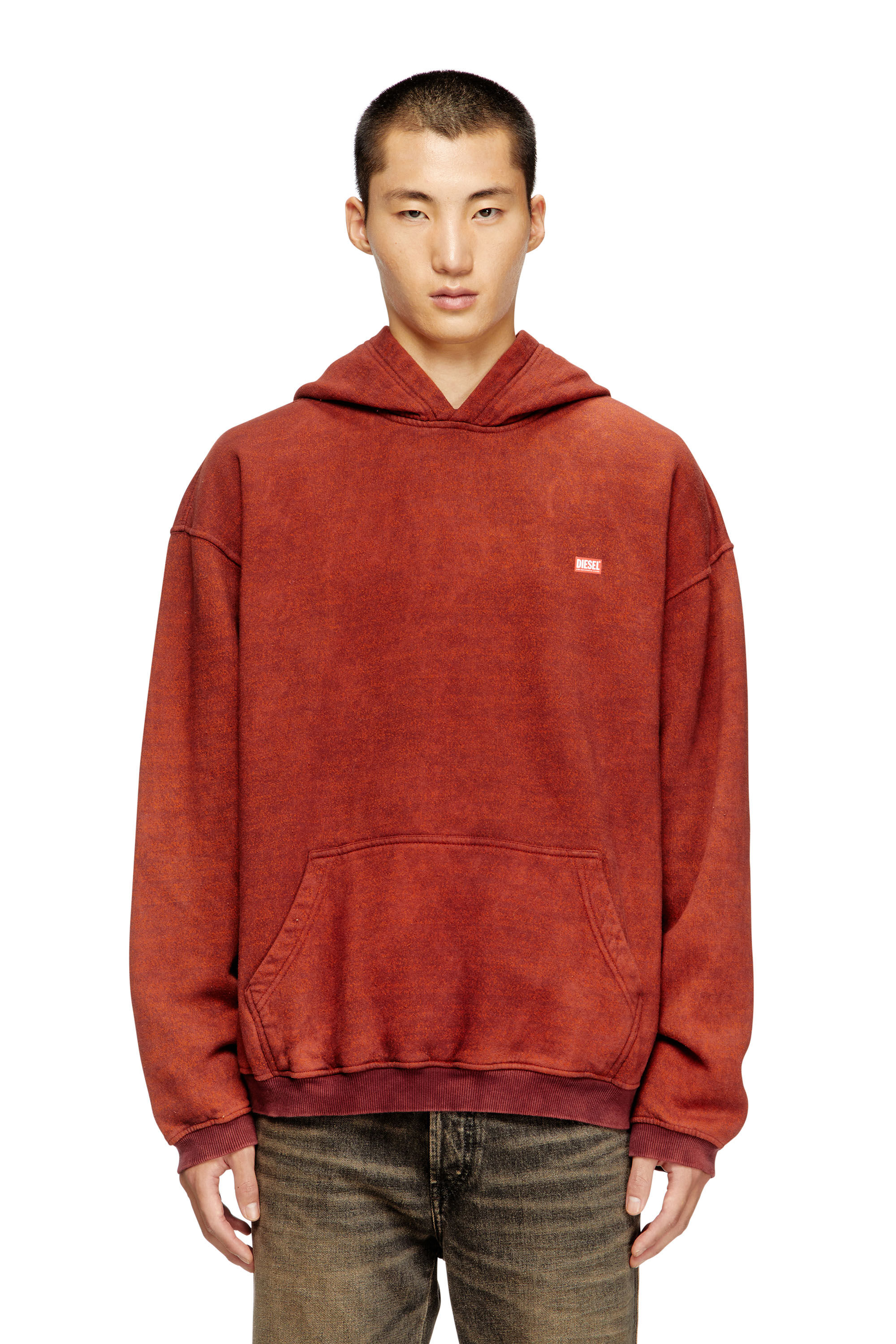 Diesel - S-KAI, Herren Hoodie aus Baumwolle mit Kängurutasche in Braun - 3