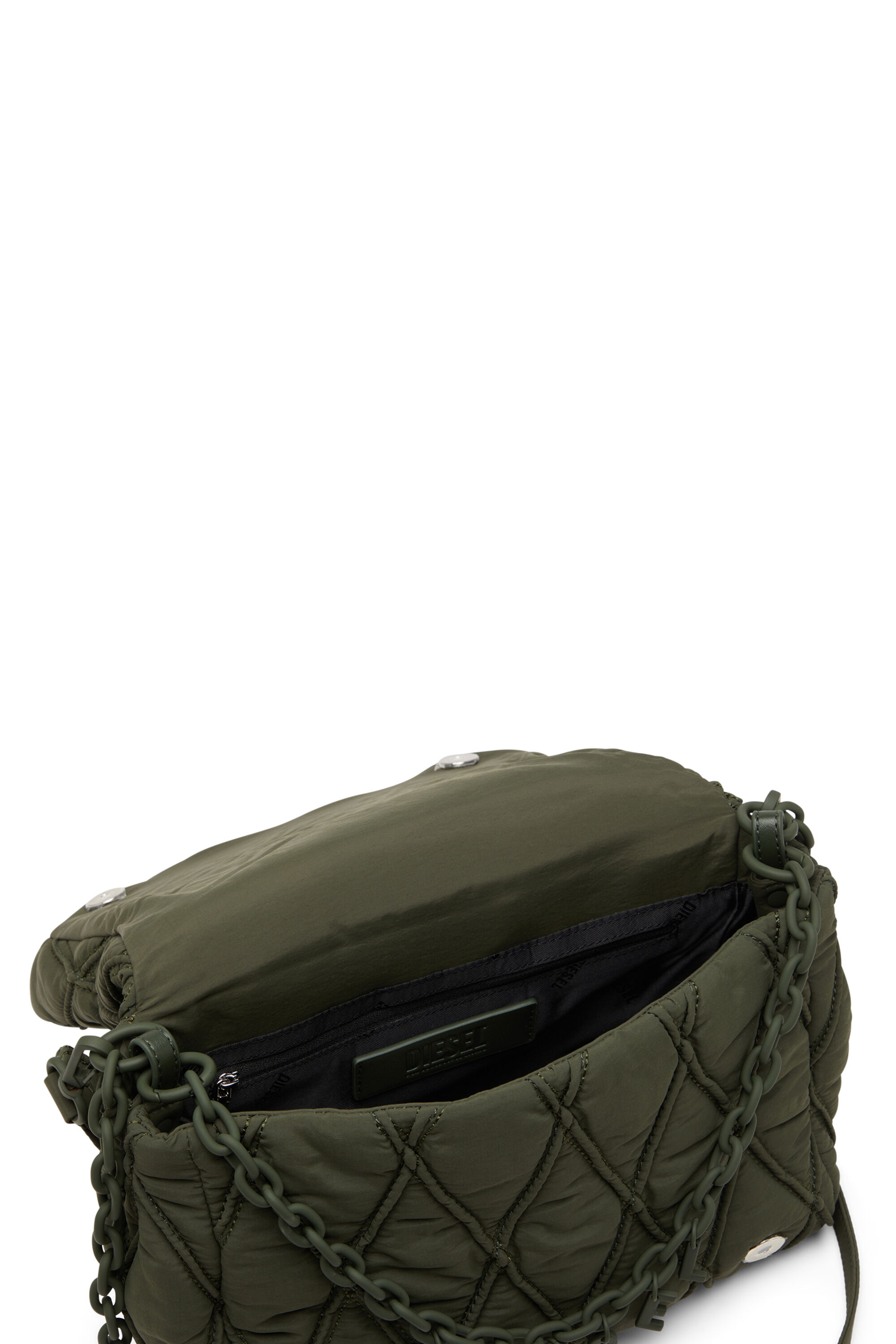 Diesel - CHARM-D SHOULDER M, Damen Charm-D M-Schultertasche aus gestepptem Nylon in Dunkelgrün - 5