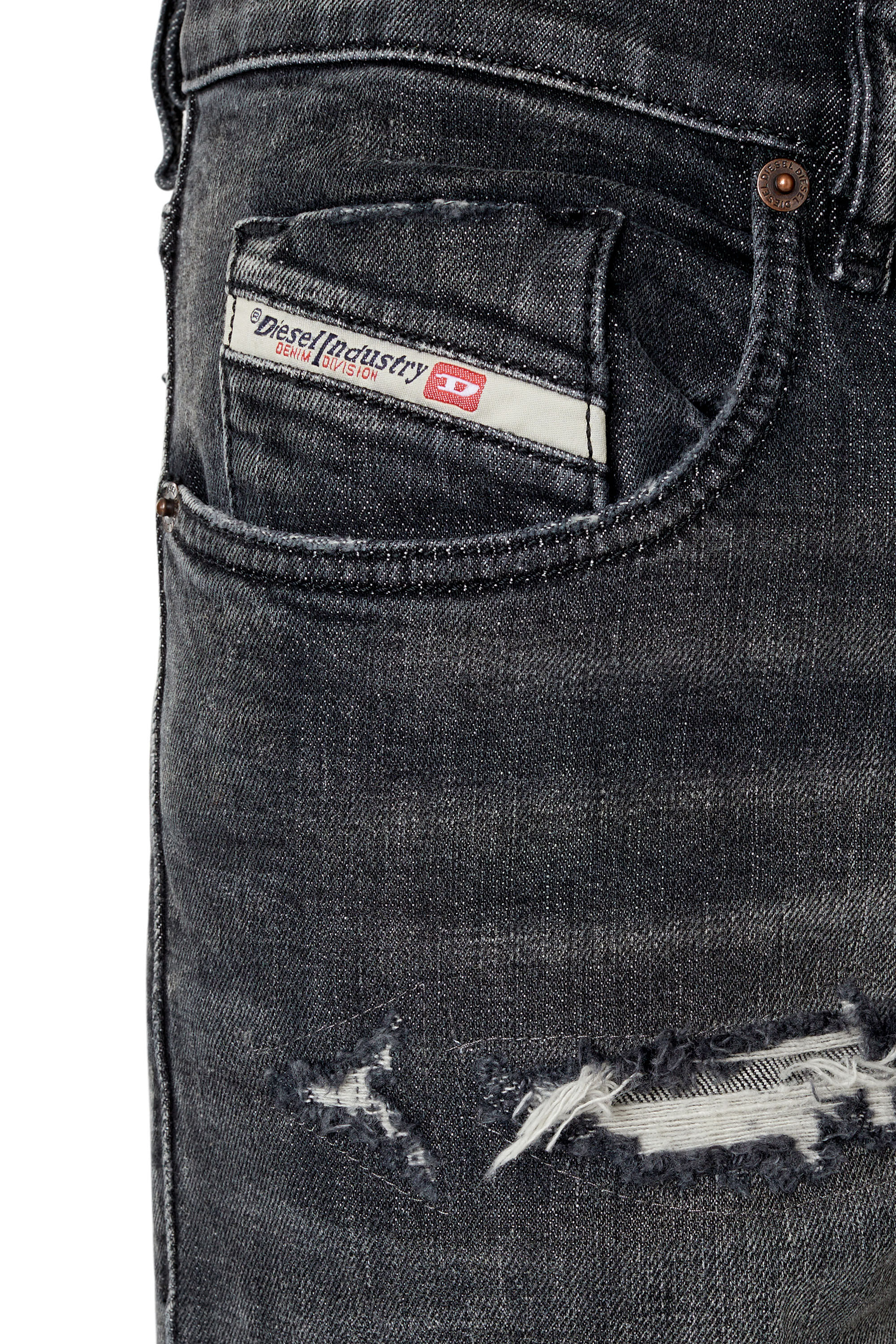 Diesel - 2019 D-Strukt 09F07 Slim Jeans, Schwarz/Dunkelgrau - Image 6
