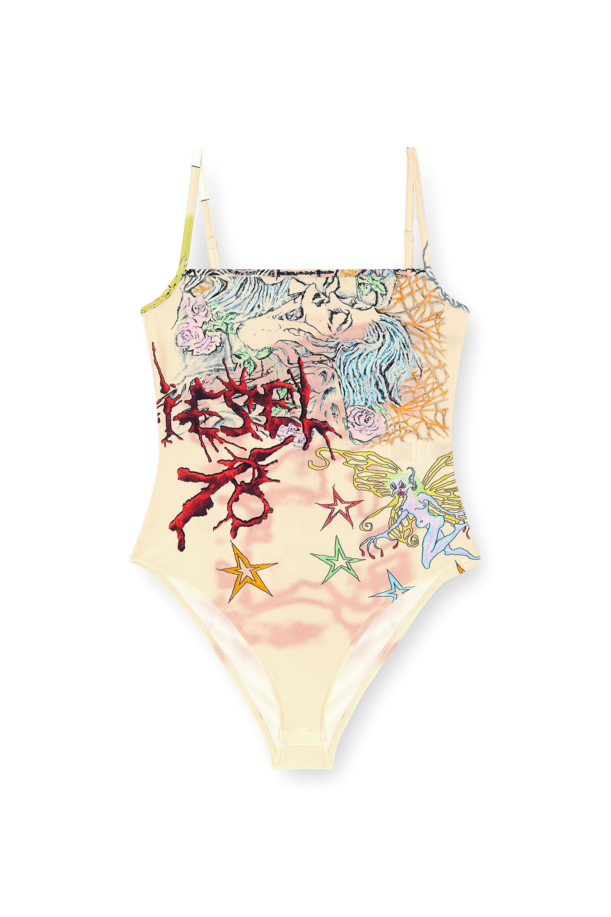 Diesel - T-ASSA, Damen Body mit Tattoo-Print in Beige - 2