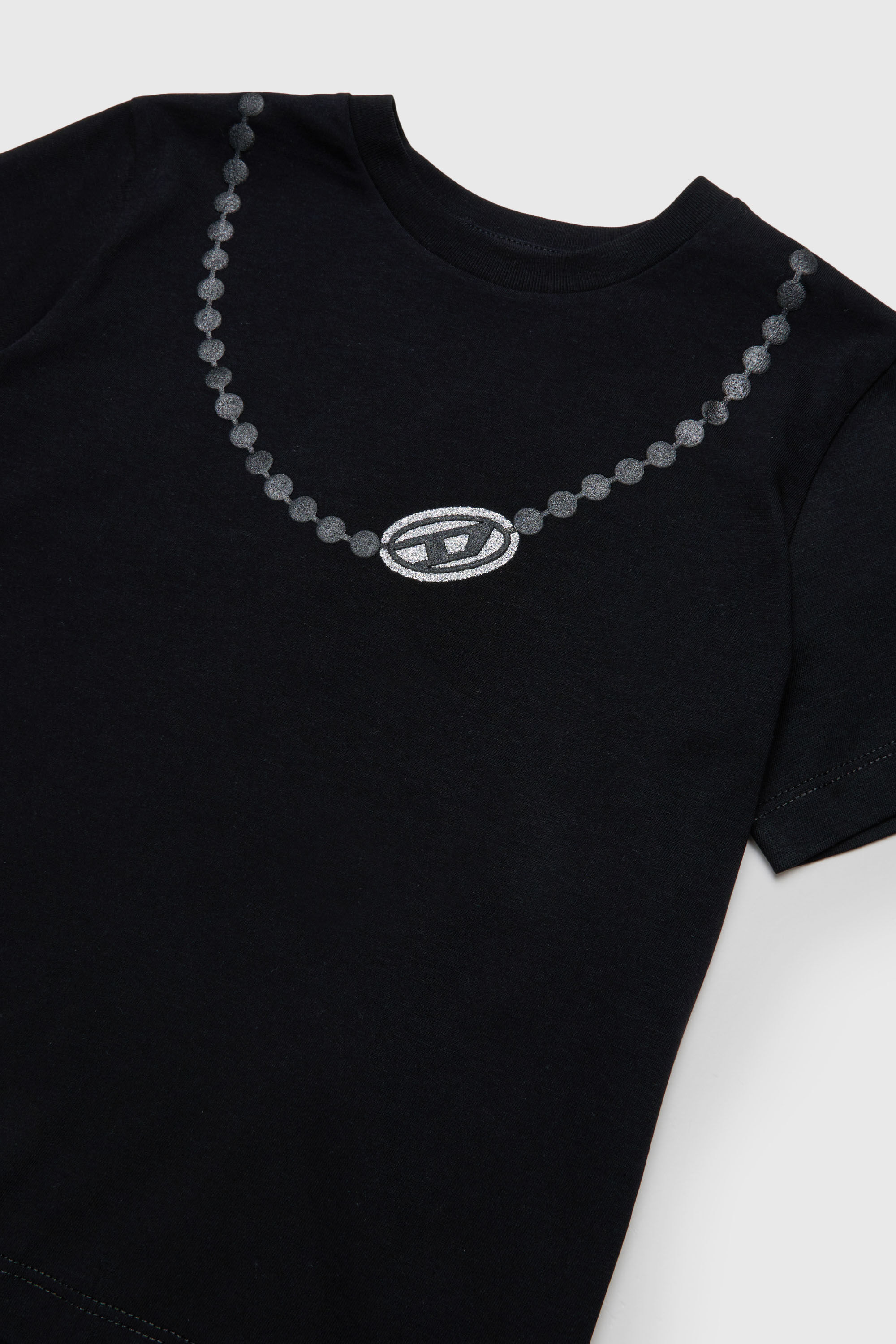 Diesel - TICLA, Woman's Cotton T-shirt with necklace print in Black - 3