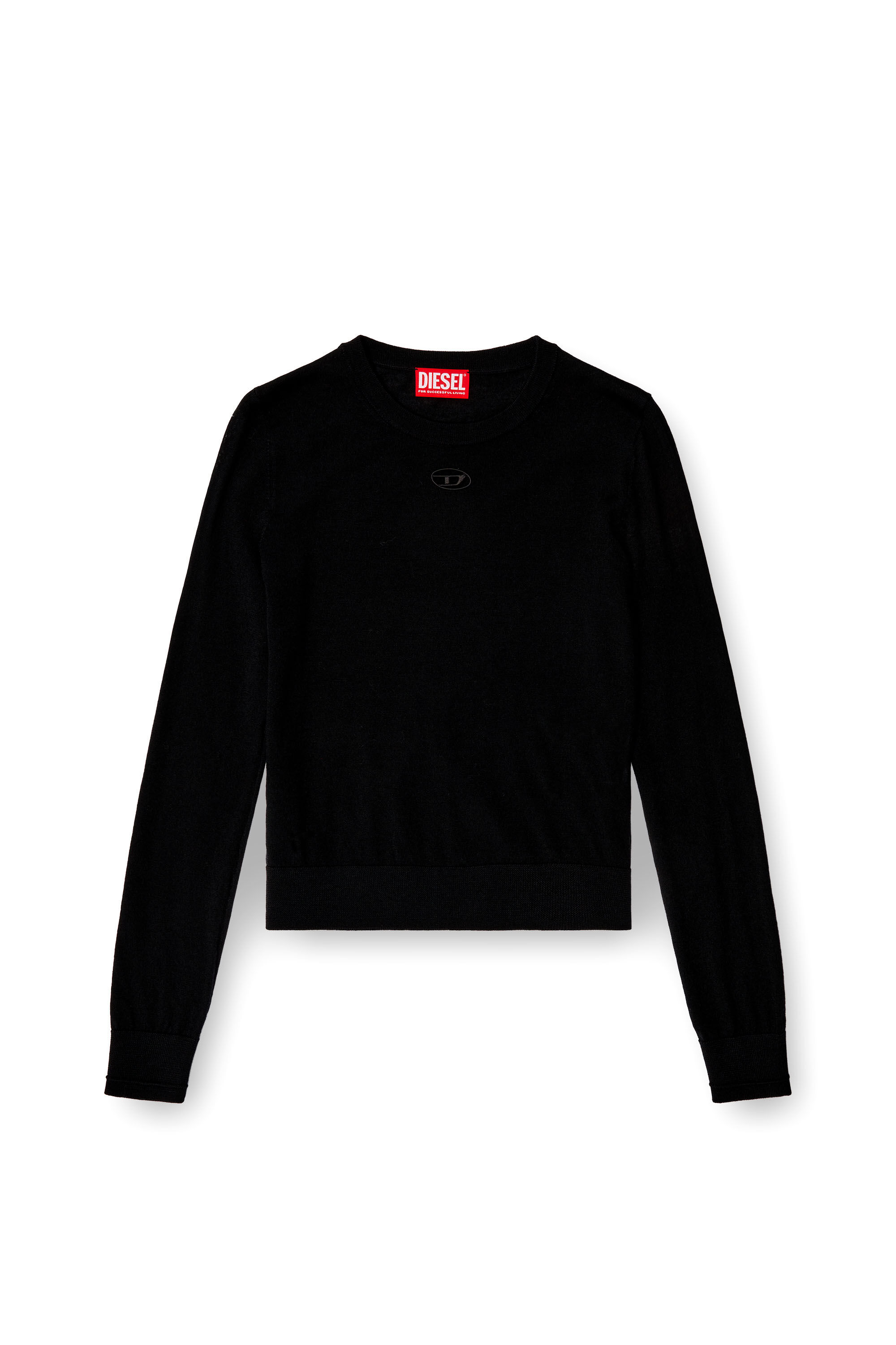Diesel - M-ALINESA, Damen Pullover aus Wolle mit Cut-out-Logo in Schwarz - 2