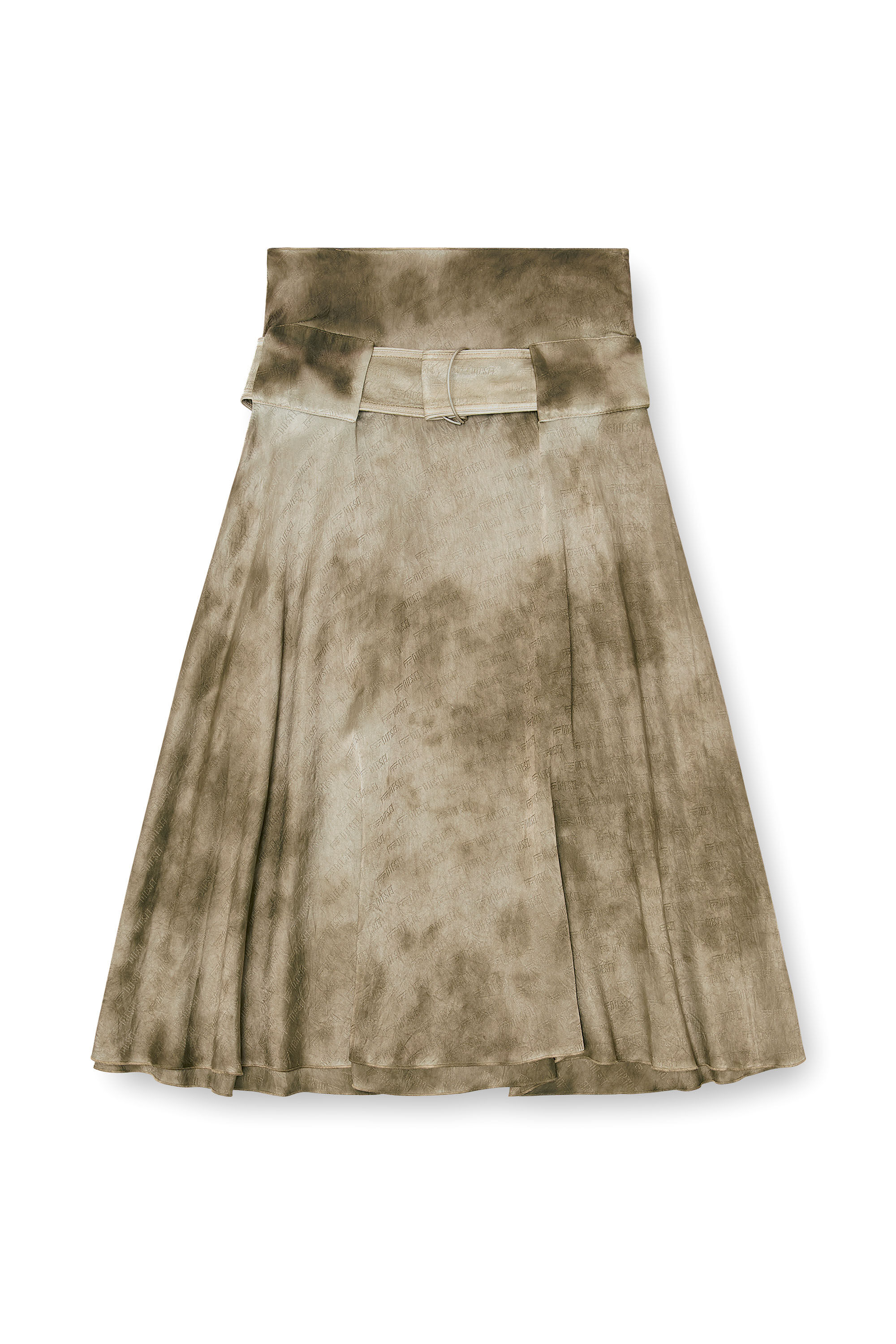 Diesel - O-DYLE, Damen Belted Midirock aus Logo-Jacquard-Satin in null - 2