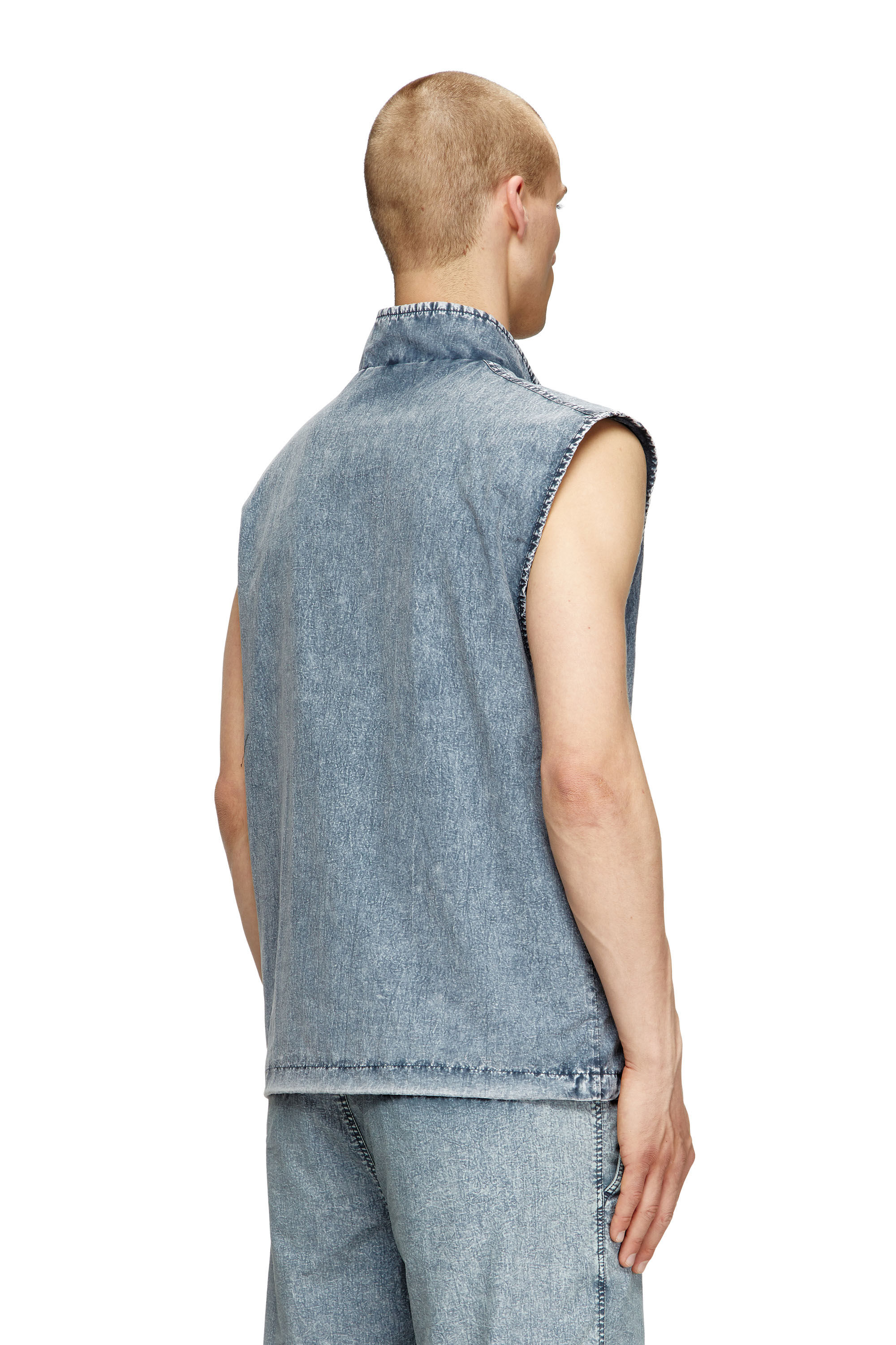 Diesel - J-ERB, Herren Weste aus recyceltem Nylon-Taslan in Mittelblau - 4