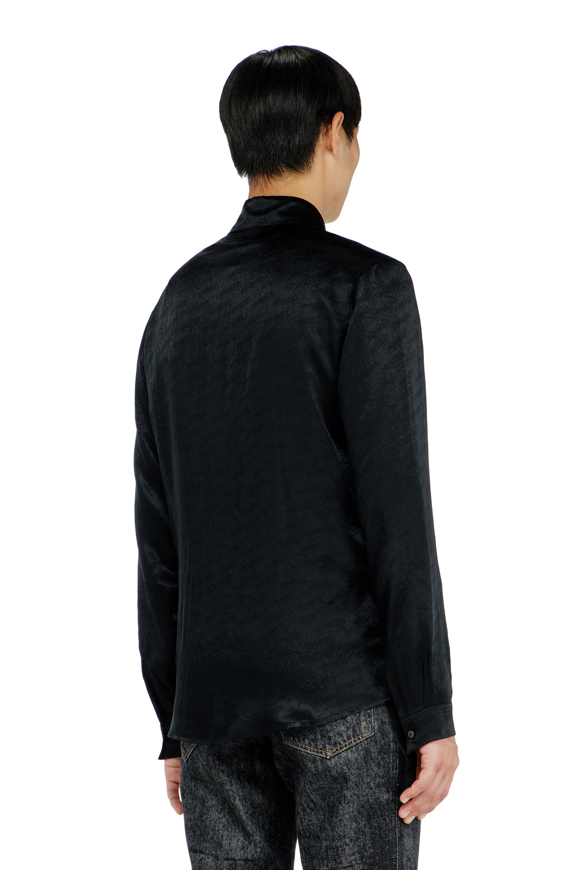 Diesel - S-KINNY-EFBZ, Herren Shirt aus logo-jacquard-crinkled-satin in null - 4