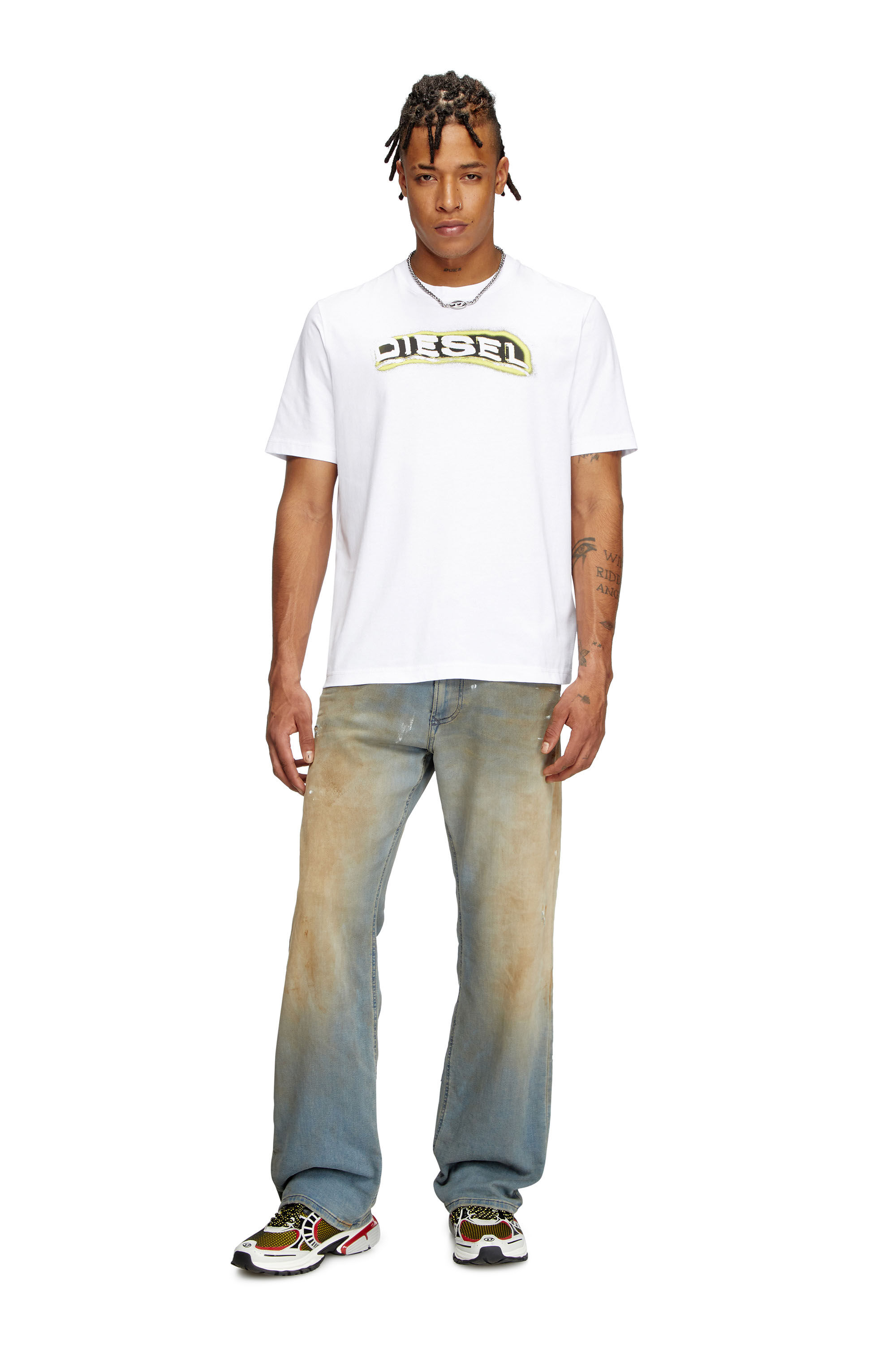 Diesel - T-ADJUST-R4, Herren T-Shirt mit Schaum-Print-Logo in Weiß - 1