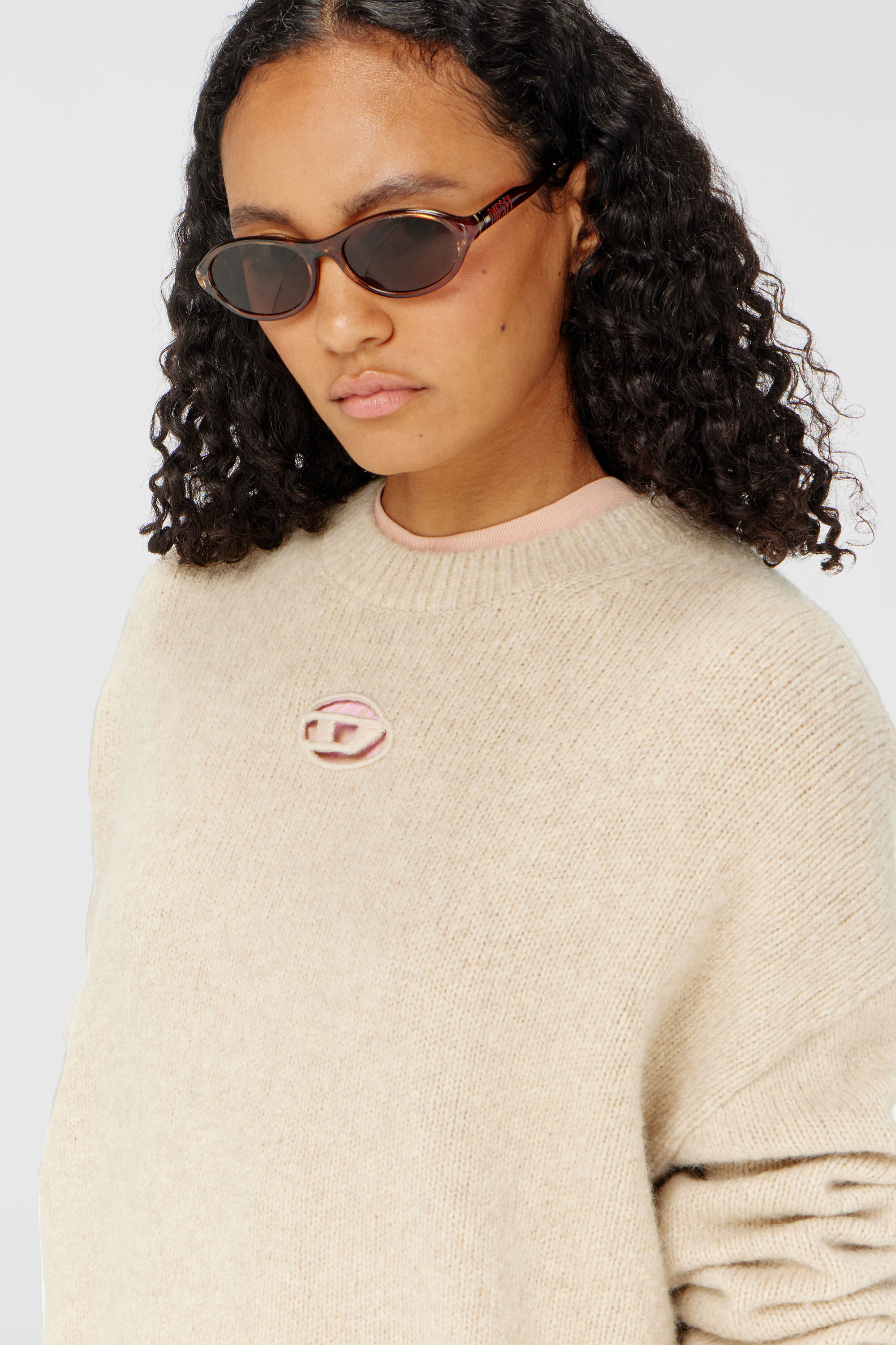 Diesel - M-AREETA, Damen Pullover aus Woll- und Alpakamischung in Beige - 5