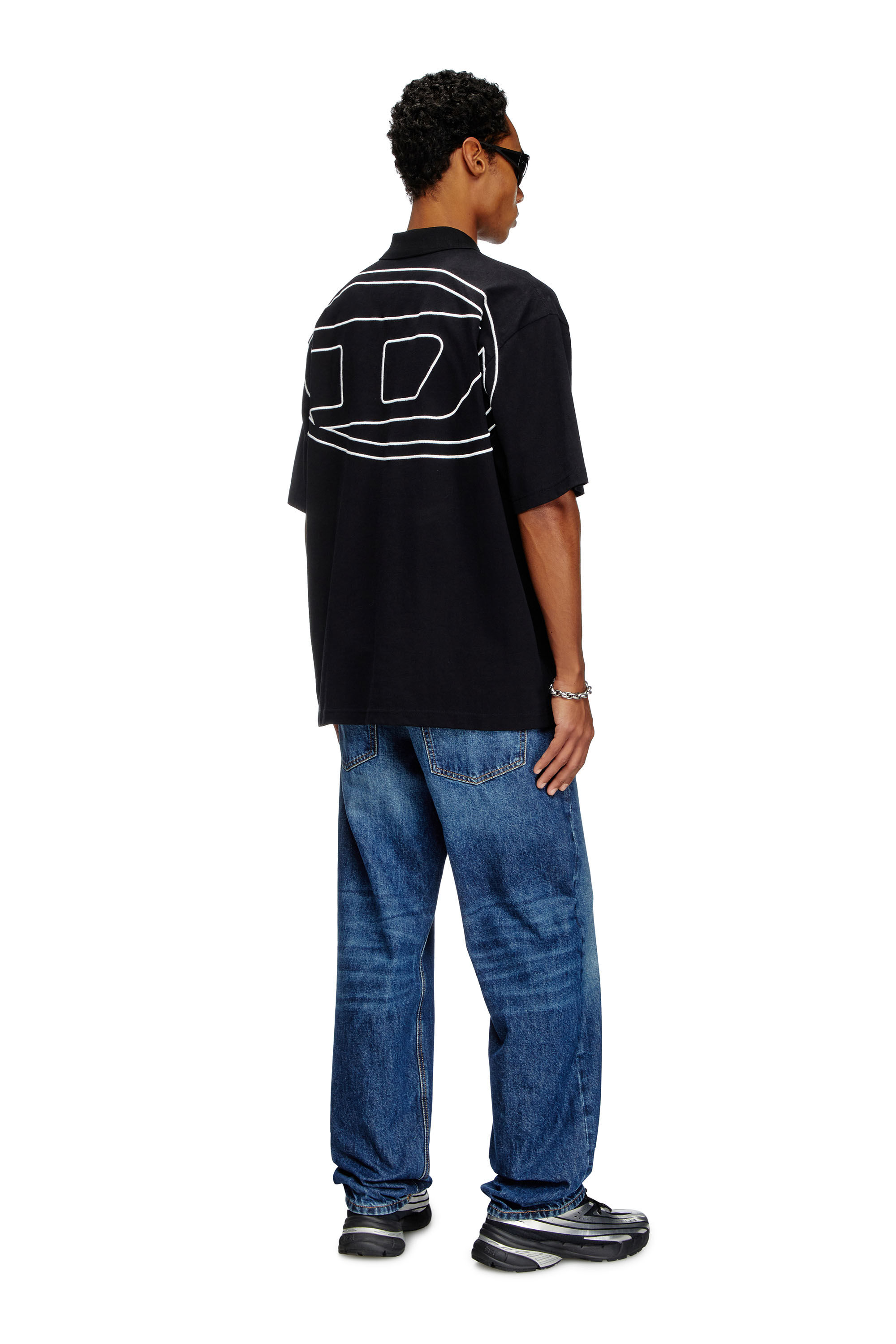 Diesel - T-VORT-MEGOVAL-D, Herren Poloshirt mit großer Oval D-Stickerei in Schwarz - 1