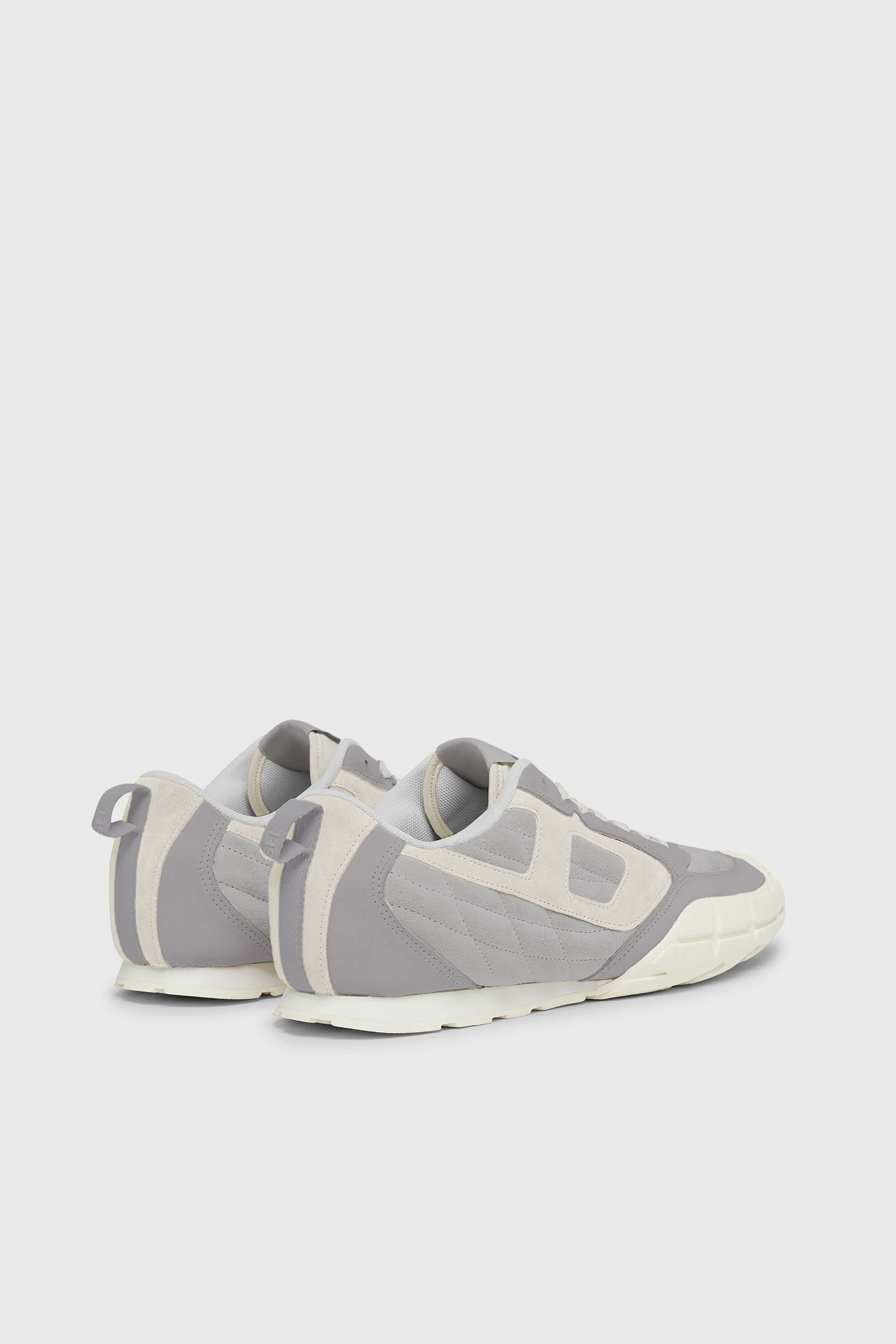 Diesel - S-PAGODHA LOW, Herren S-Pagodha-Gesteppte Wildleder-Sneaker in Grau/Wei&szlig; - 3