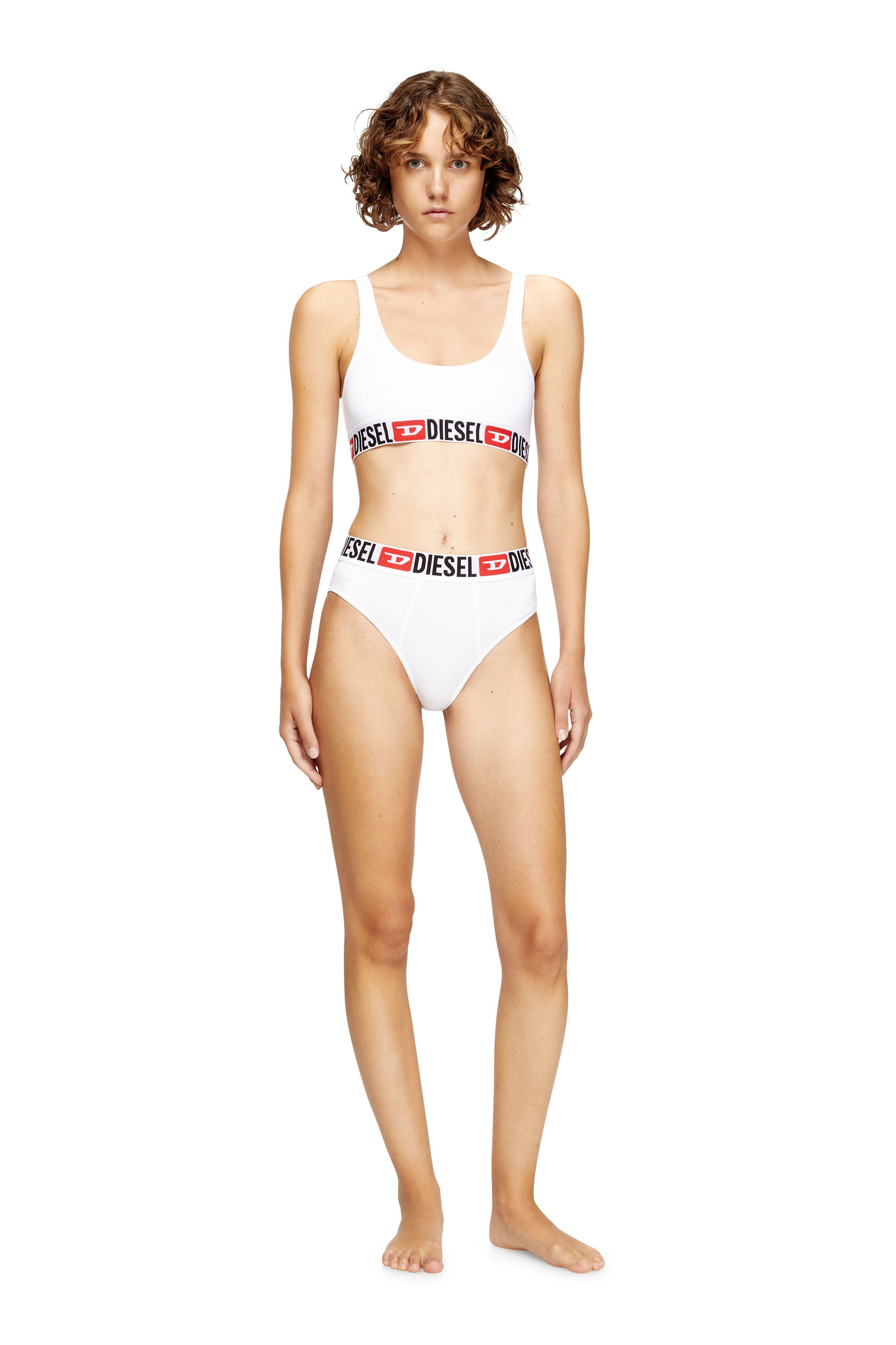 Diesel - UFSB-ORIBA, Damen Bralette mit Logoband in Weiß - 1