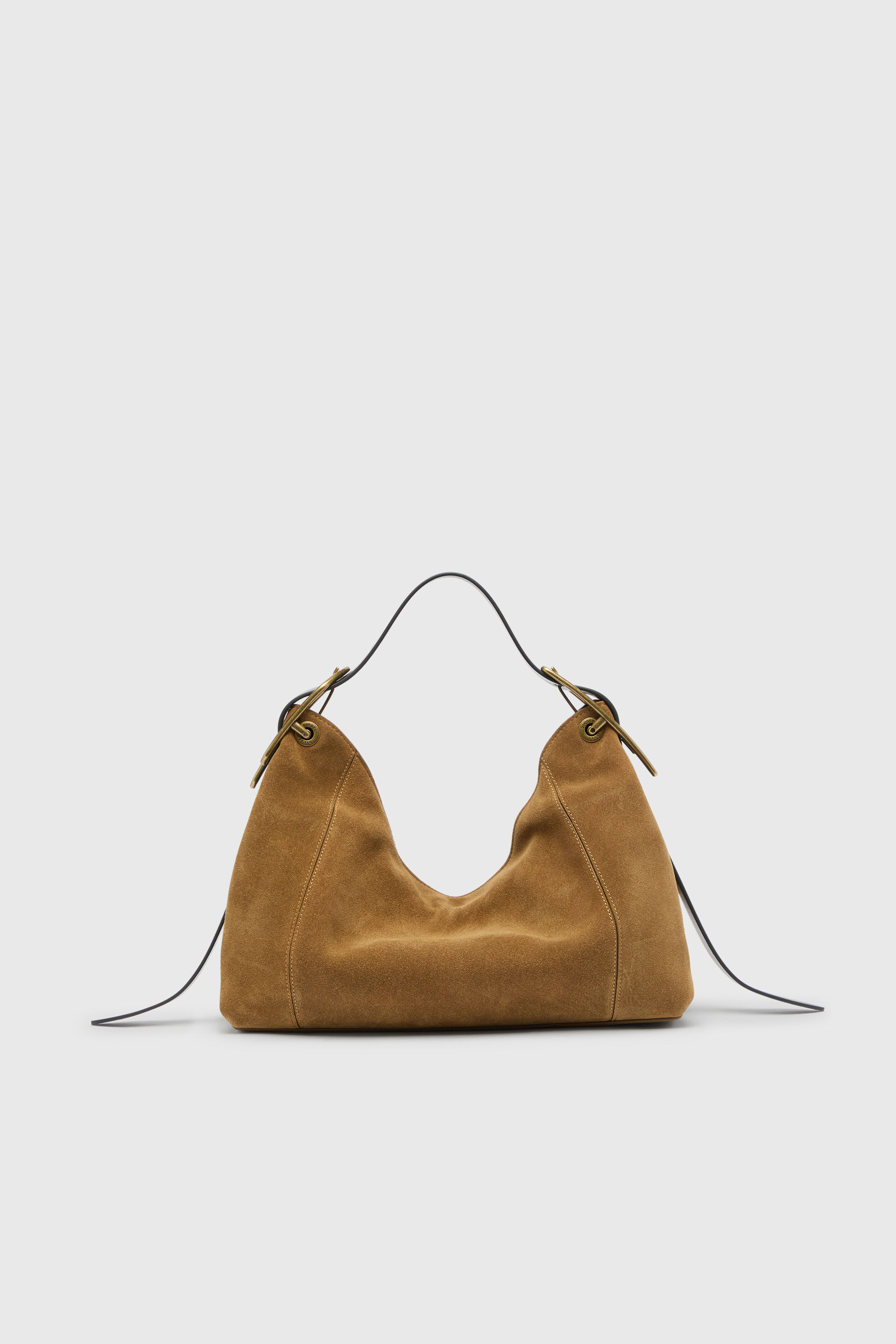 Diesel - D-LINE HOBO S, Damen D-Line Schultertasche aus gewachstem Veloursleder in Hellbraun - 2