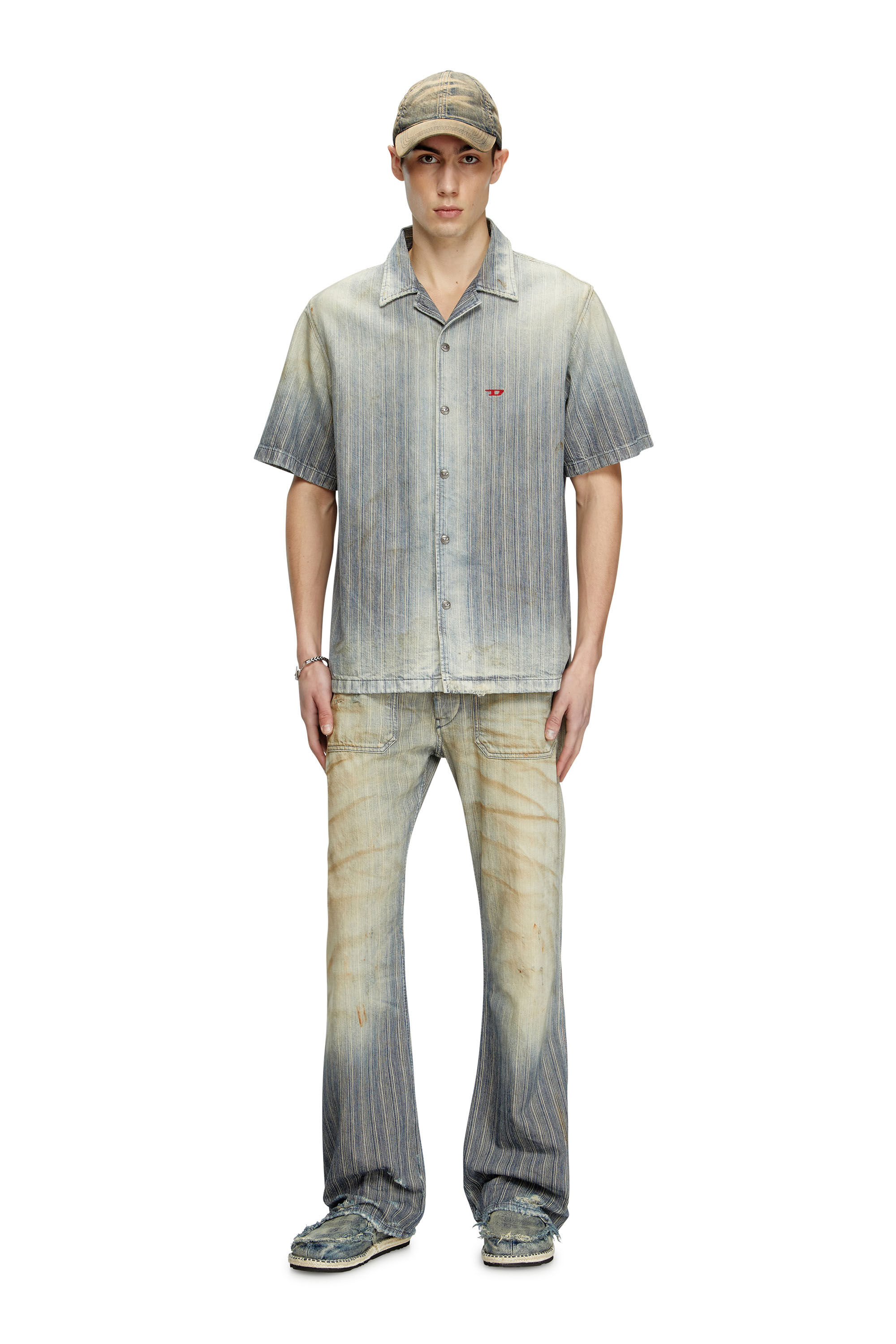 Diesel - D-NABIL-D, Herren Bowling-Hemd aus Indigo-Denim in Mittelblau - 1
