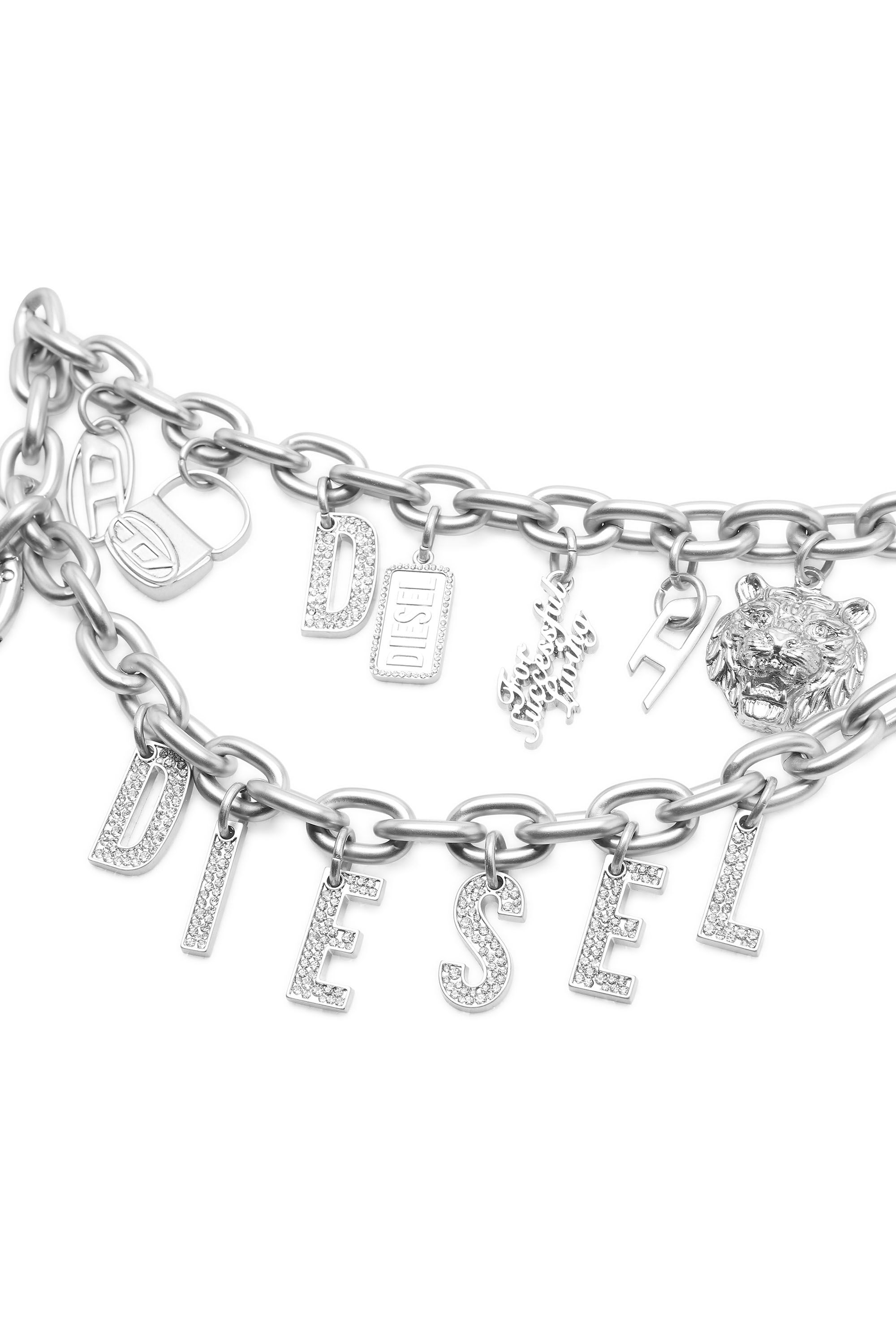 Diesel - HOSHI B-MULTICHARM CHAIN, Unisex Kettengürtel mit mehreren Anhängern in Silber - 3