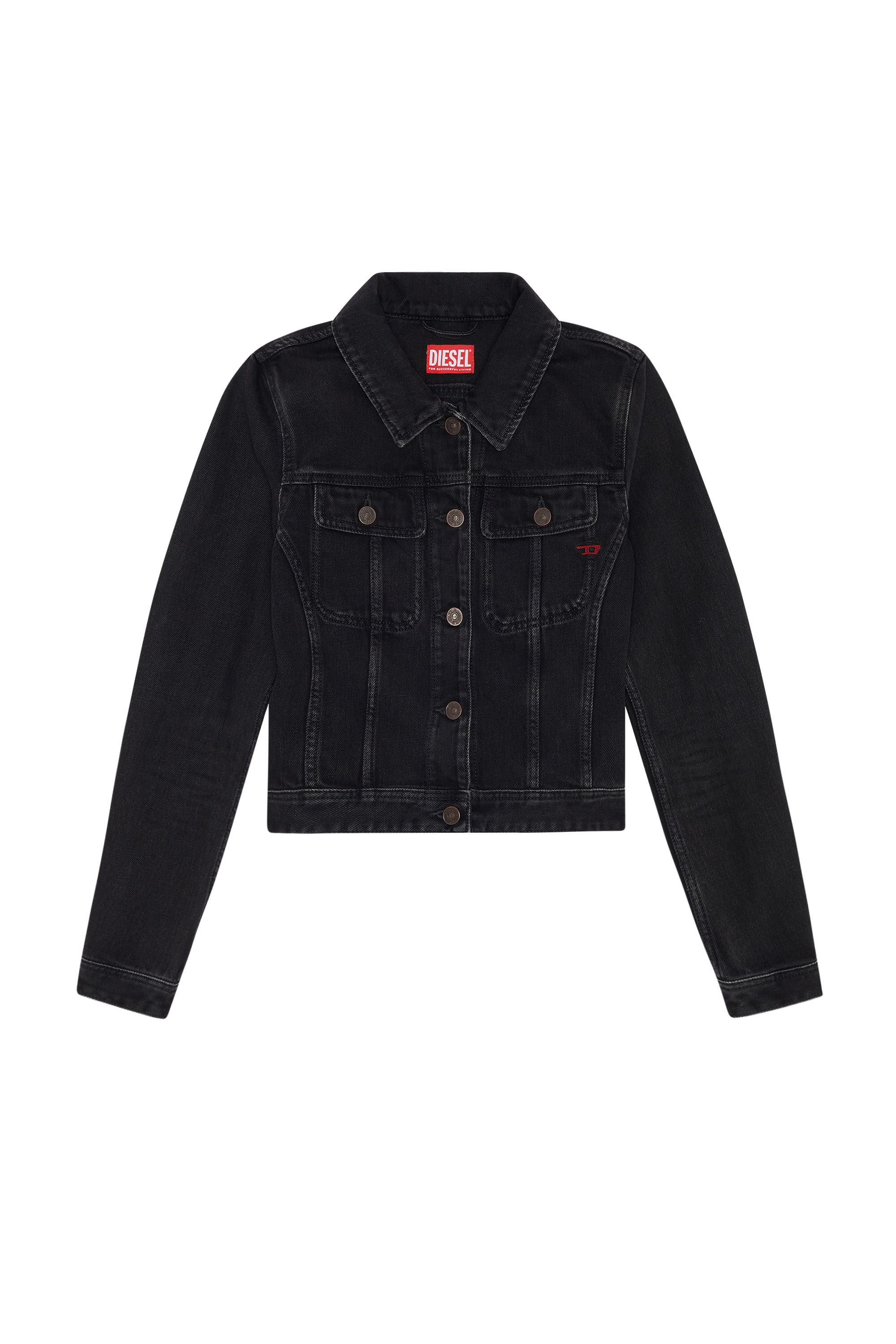 Diesel - DE-SLIMMY TRUCKER JACKET, Schwarz/Dunkelgrau - Image 2