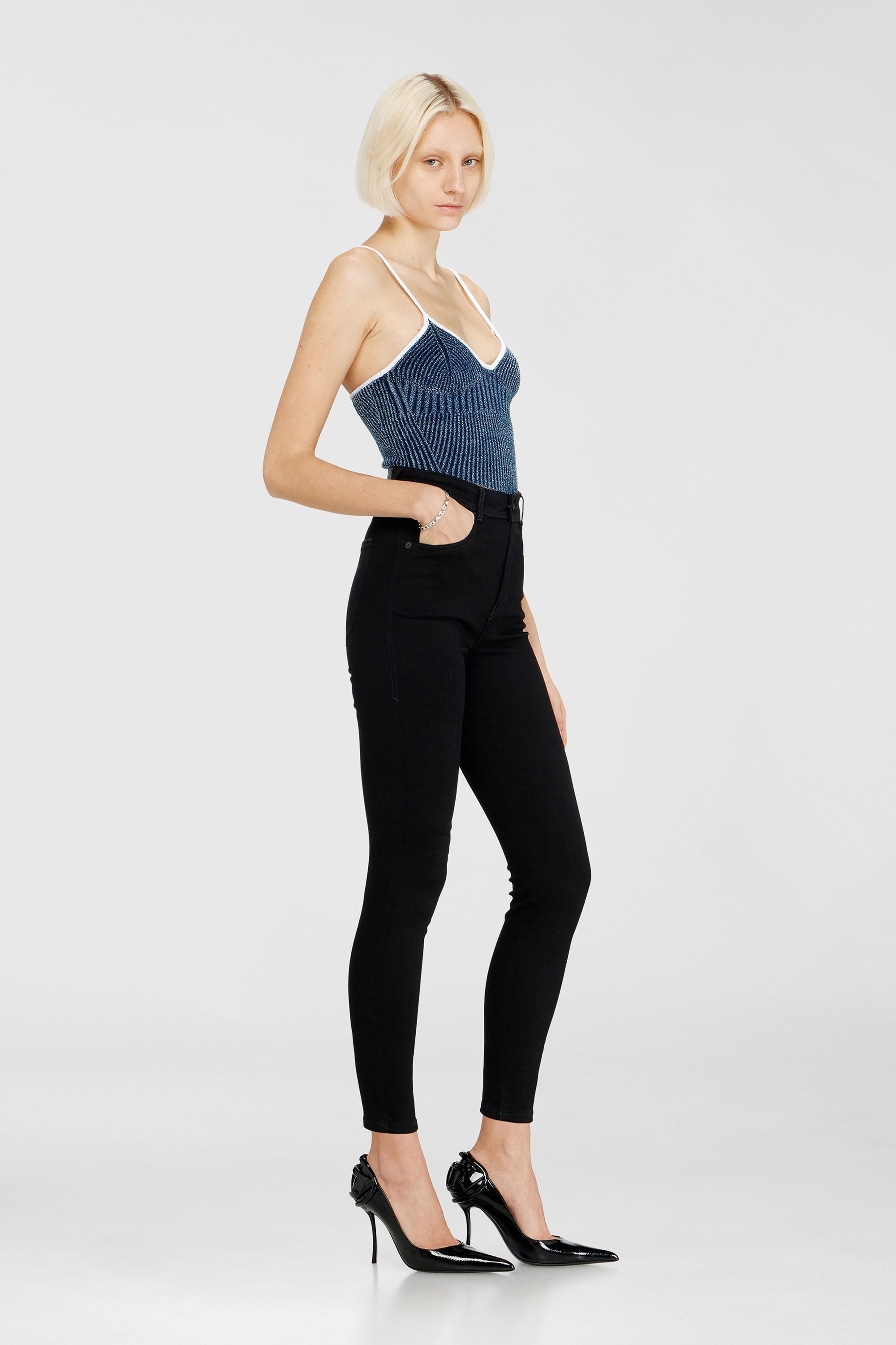 Diesel - Damen Skinny Jeans 1984 Slandy-High 069EF, Schwarz/Dunkelgrau - 2