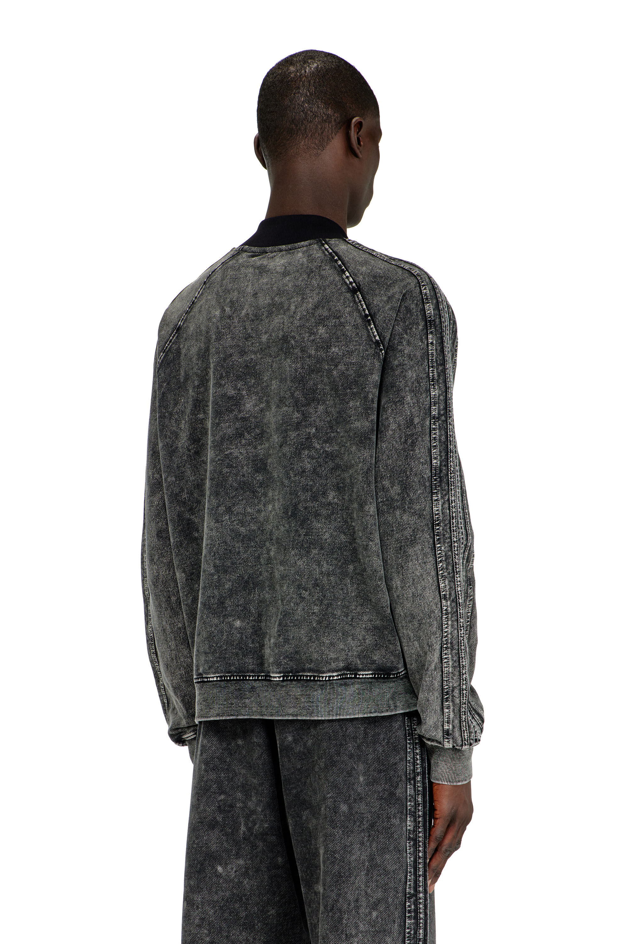 Diesel - S-ALT, Herren Rei&szlig;verschluss-Sweatshirt mit &Auml;rmelb&auml;ndern in Schwarz - 3