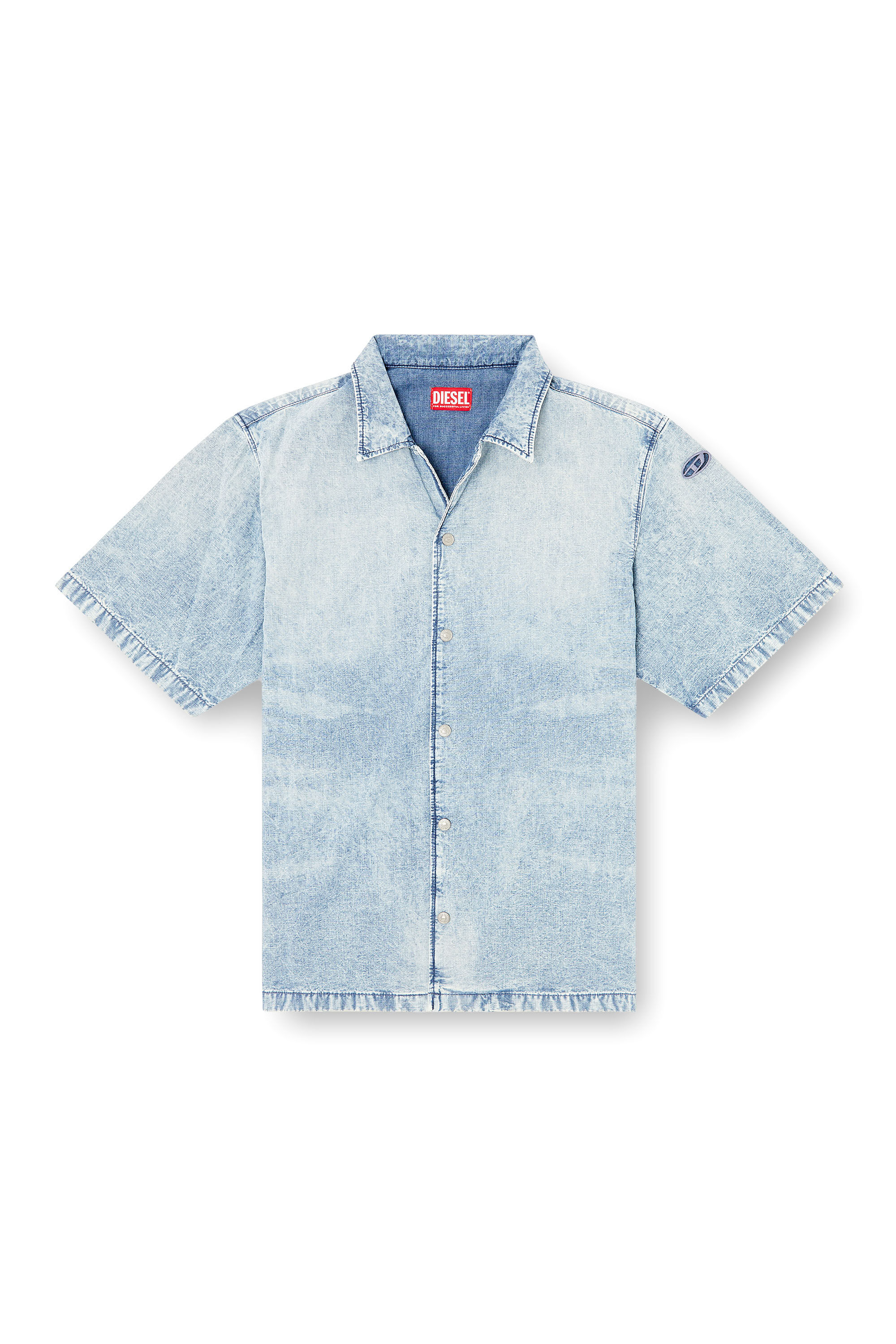 Diesel - D-NABIL-S4, Herren Bowling-Hemd aus marmoriertem Denim in null - 2