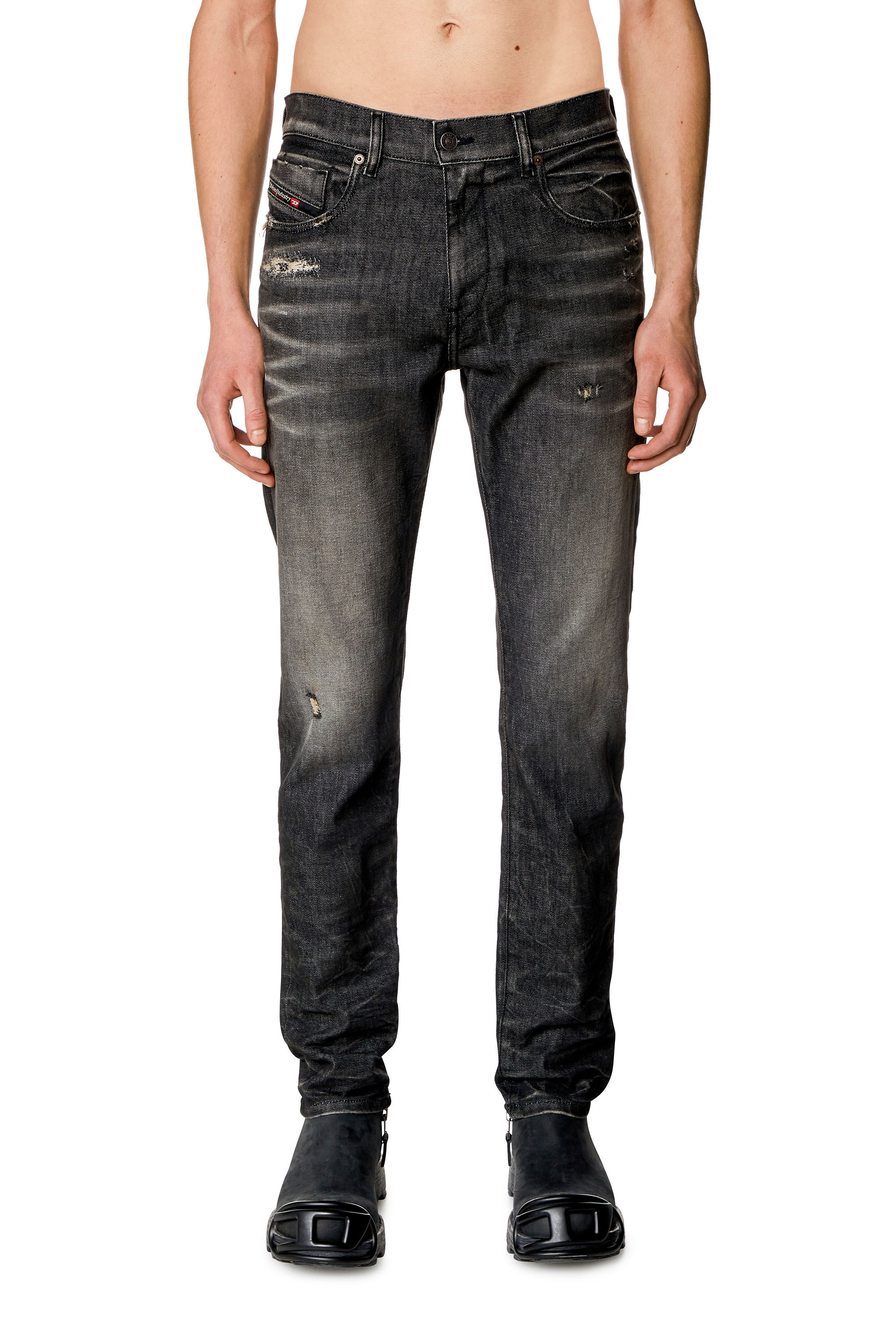 Diesel - Slim Jeans 2019 D-Strukt 09H51, Schwarz/Dunkelgrau - Image 3