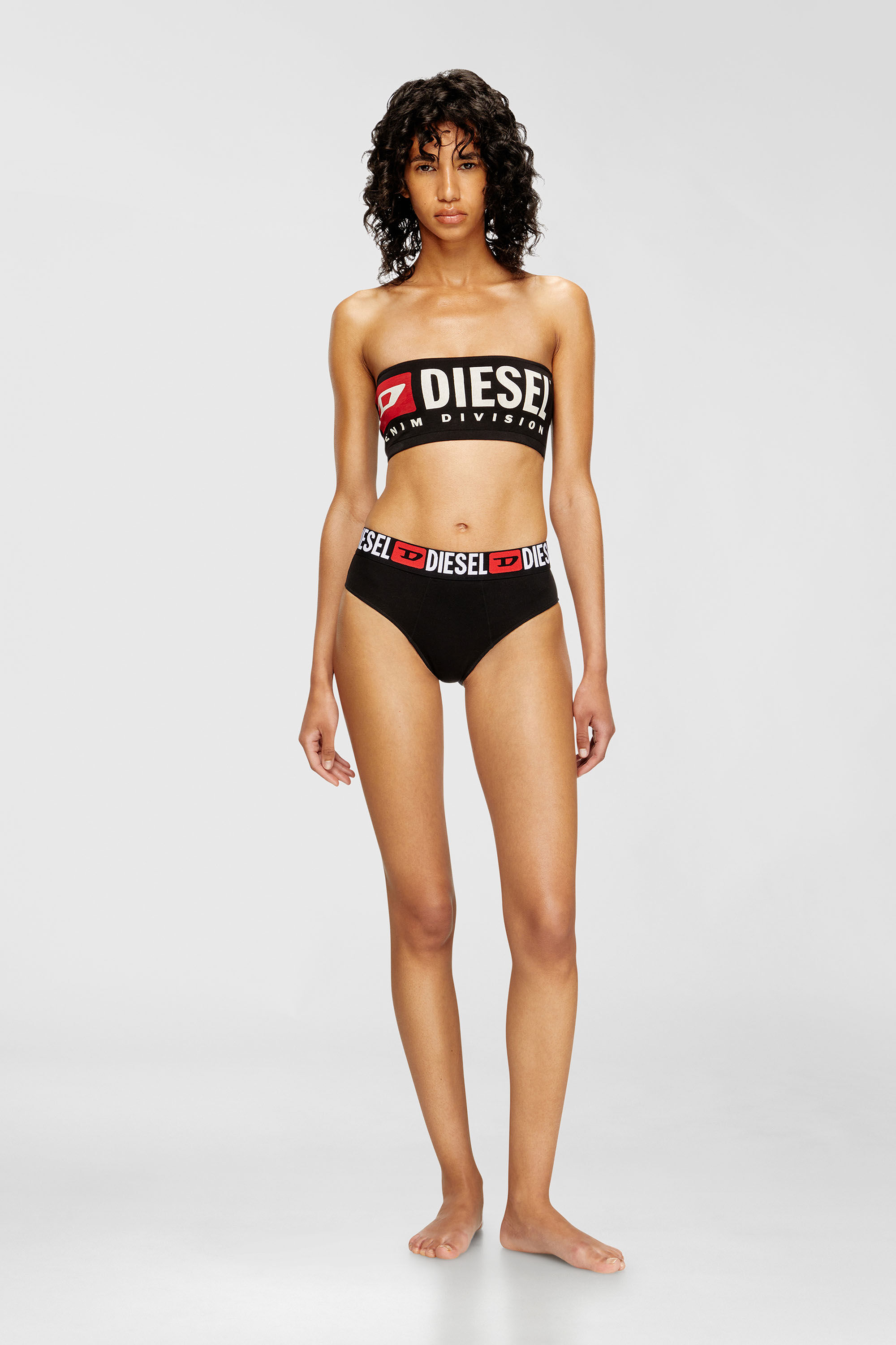 Diesel - UFSB-MELANIE, Damen Tr&auml;gerloser BH mit Maxi-Logo in Schwarz - 1