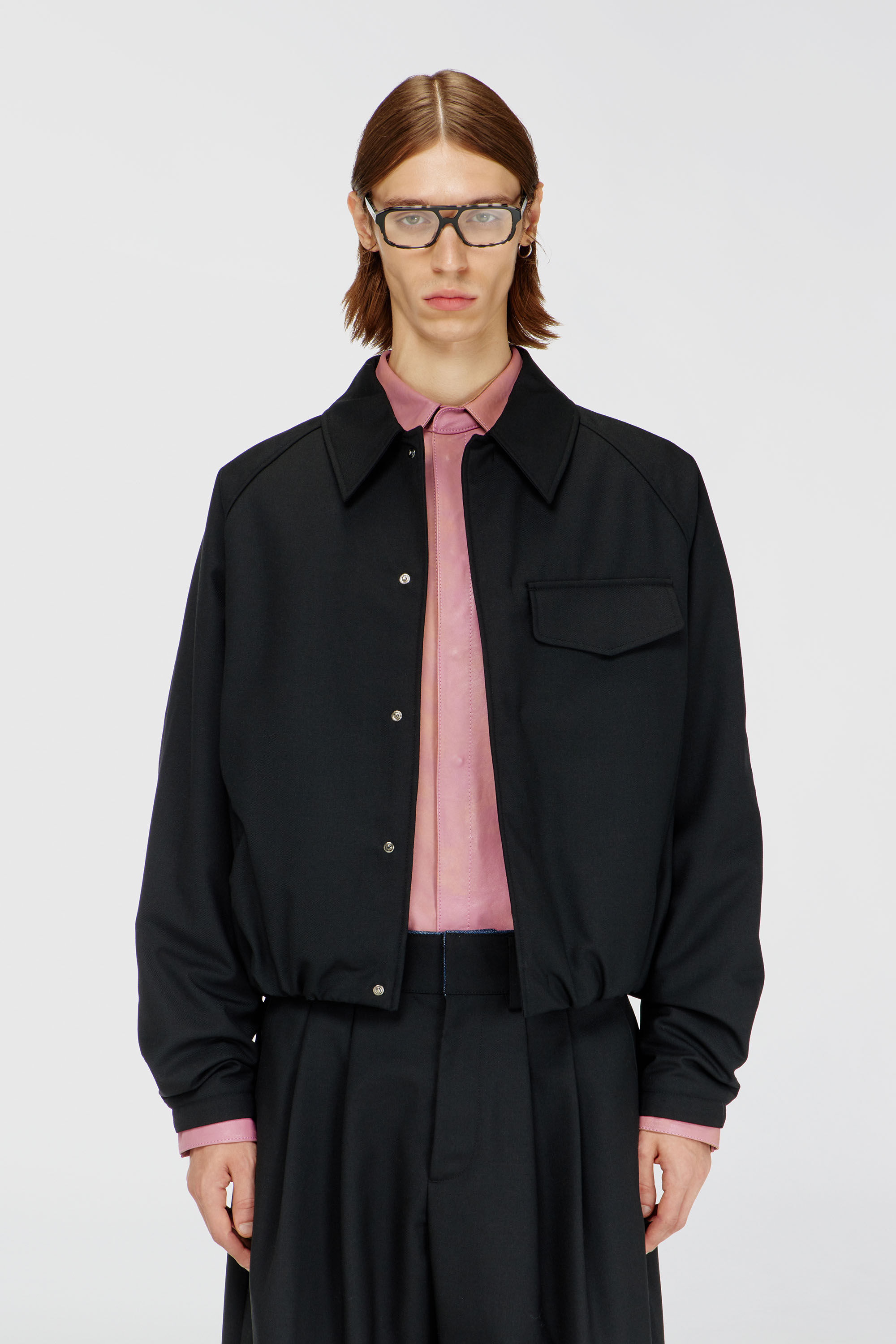 Diesel - J-ATTOR-COOL, Herren Bomberjacke mit gerafftem Woll-Mix in Schwarz - 3