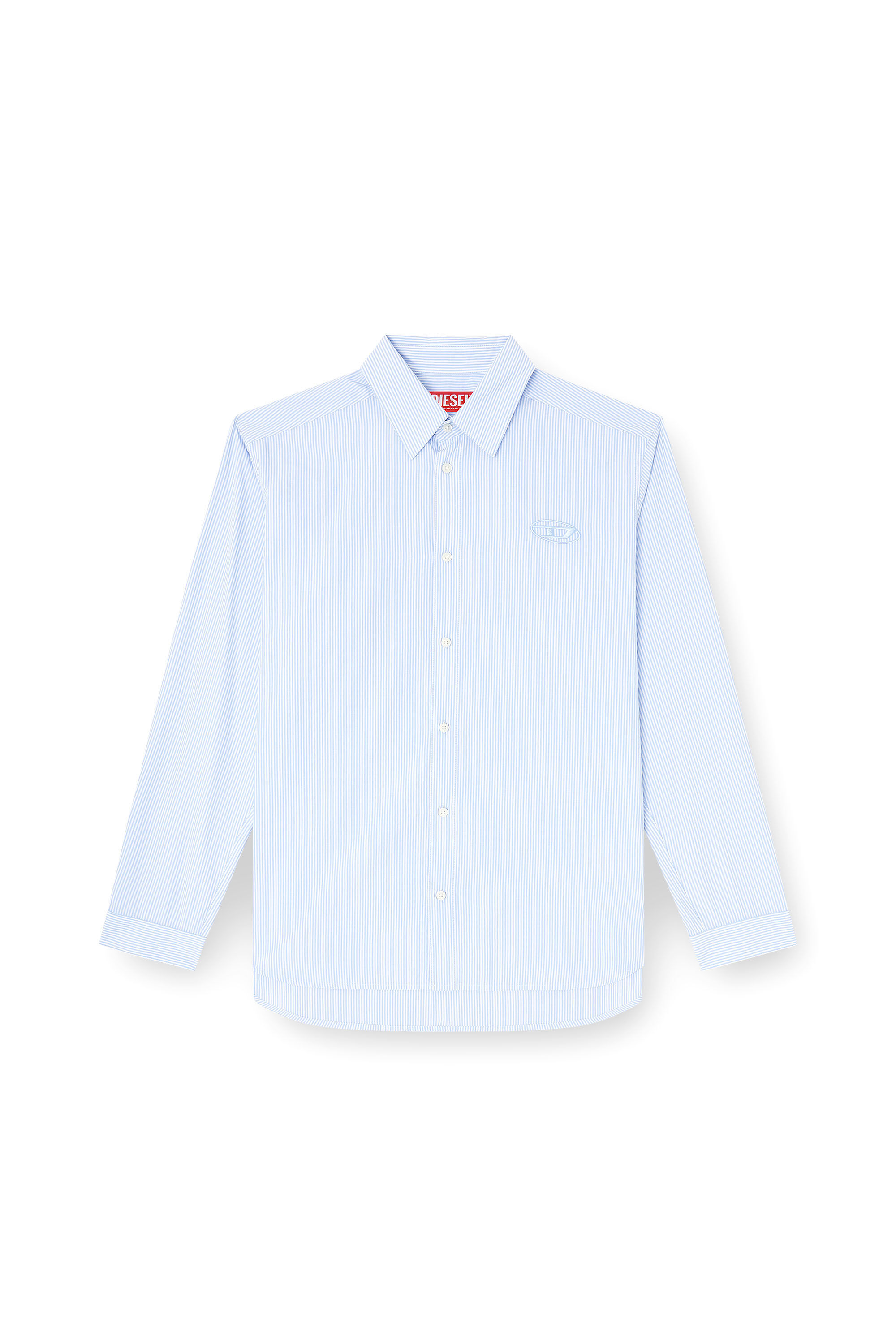 Diesel - S-SIMPLY-BKBZ, Herren Gestreiftes Hemd aus geknitterter Baumwolle in Blau/Weiss - 2