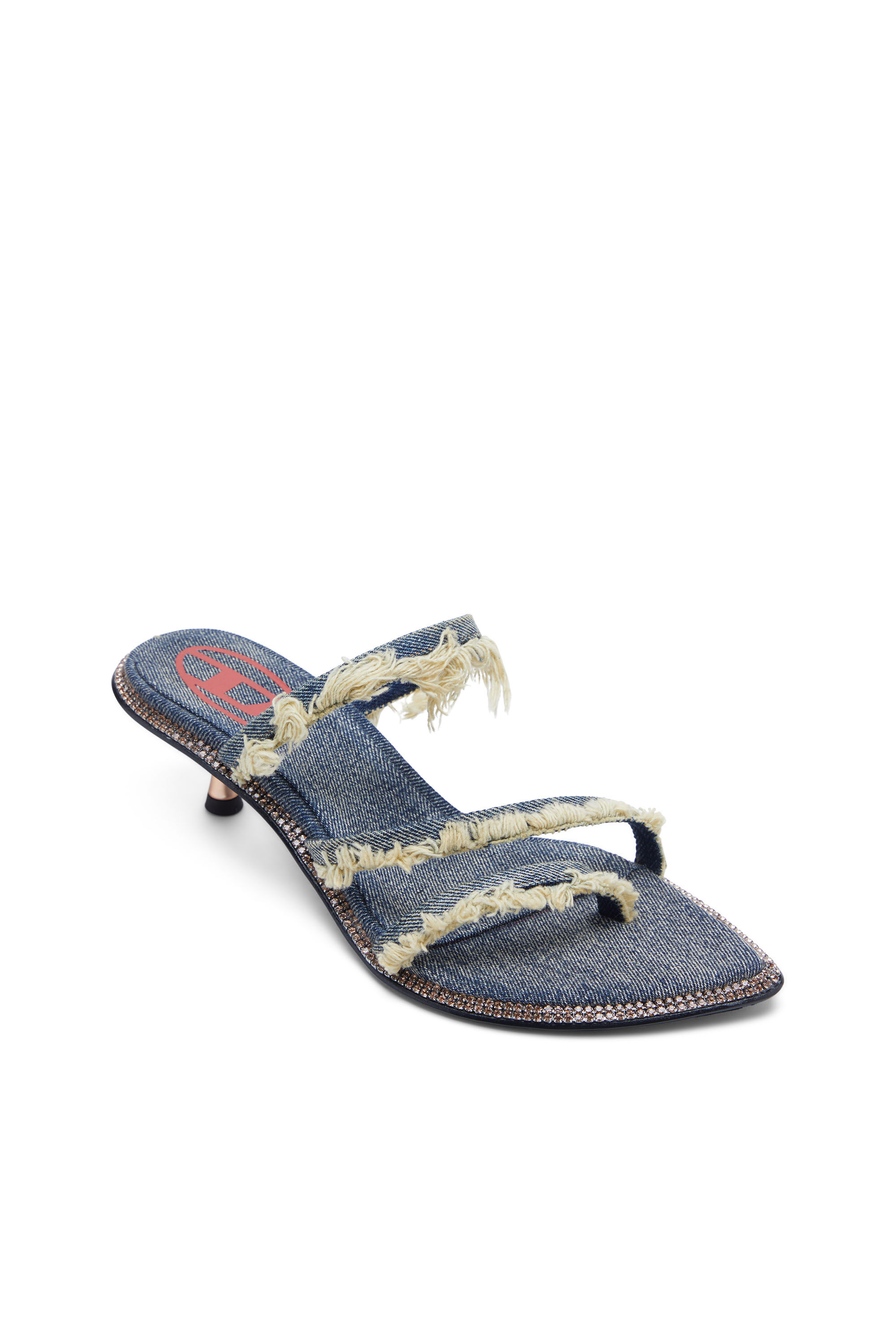 Diesel - D-HAVANNA KITTIE, Damen D-Havanna Kittie-Ausgefranste Pantoletten aus Denim mit Kristallen in Blau - 6
