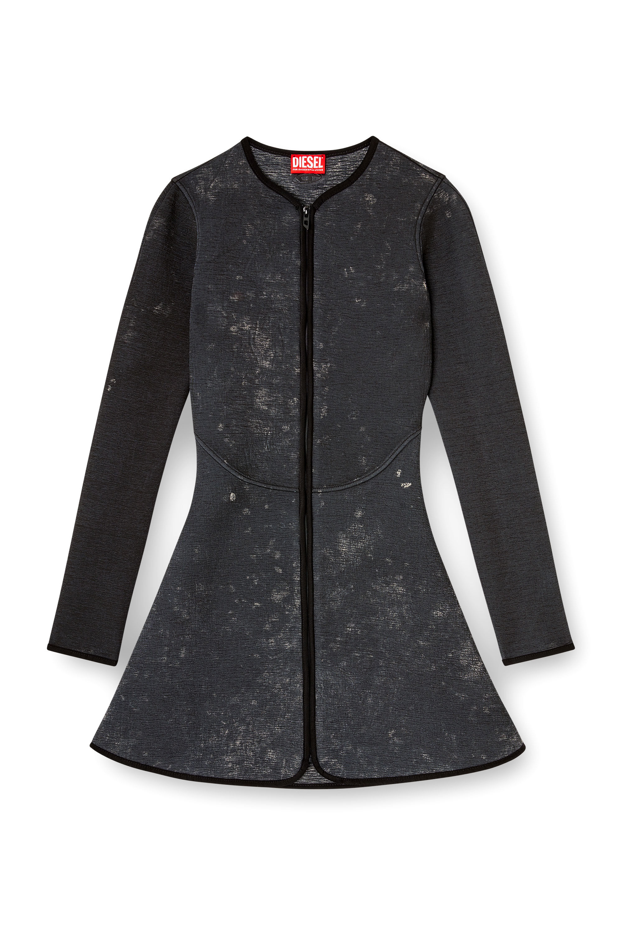 Diesel - D-EOPRE, Damen Kurzes Kleid aus marmoriertem Scuba in Dunkelgrau - 2