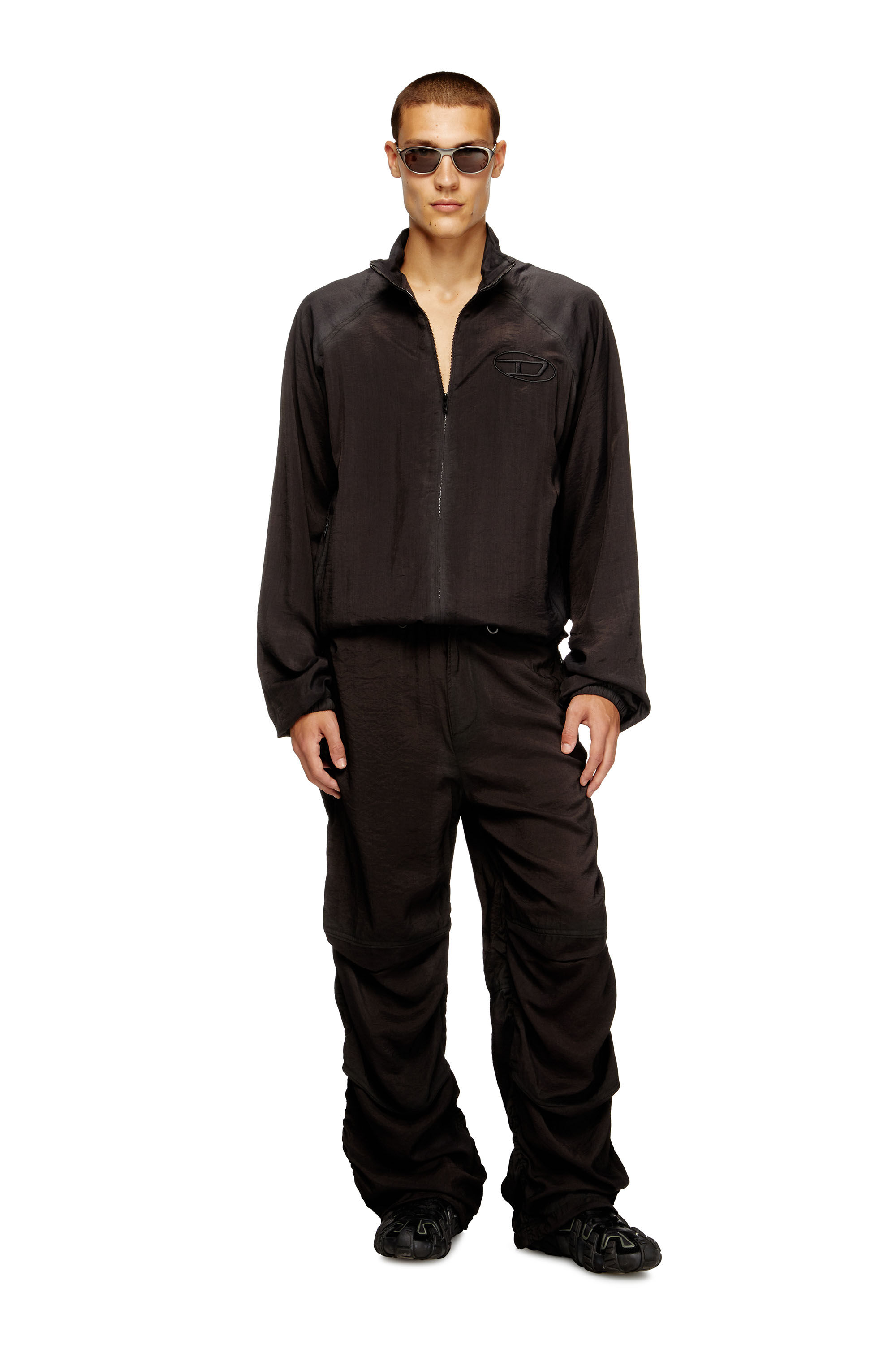 Diesel - P-DAILY, Herren Utility-Hose aus leichtem, knitterigem Stoff in Schwarz - 1
