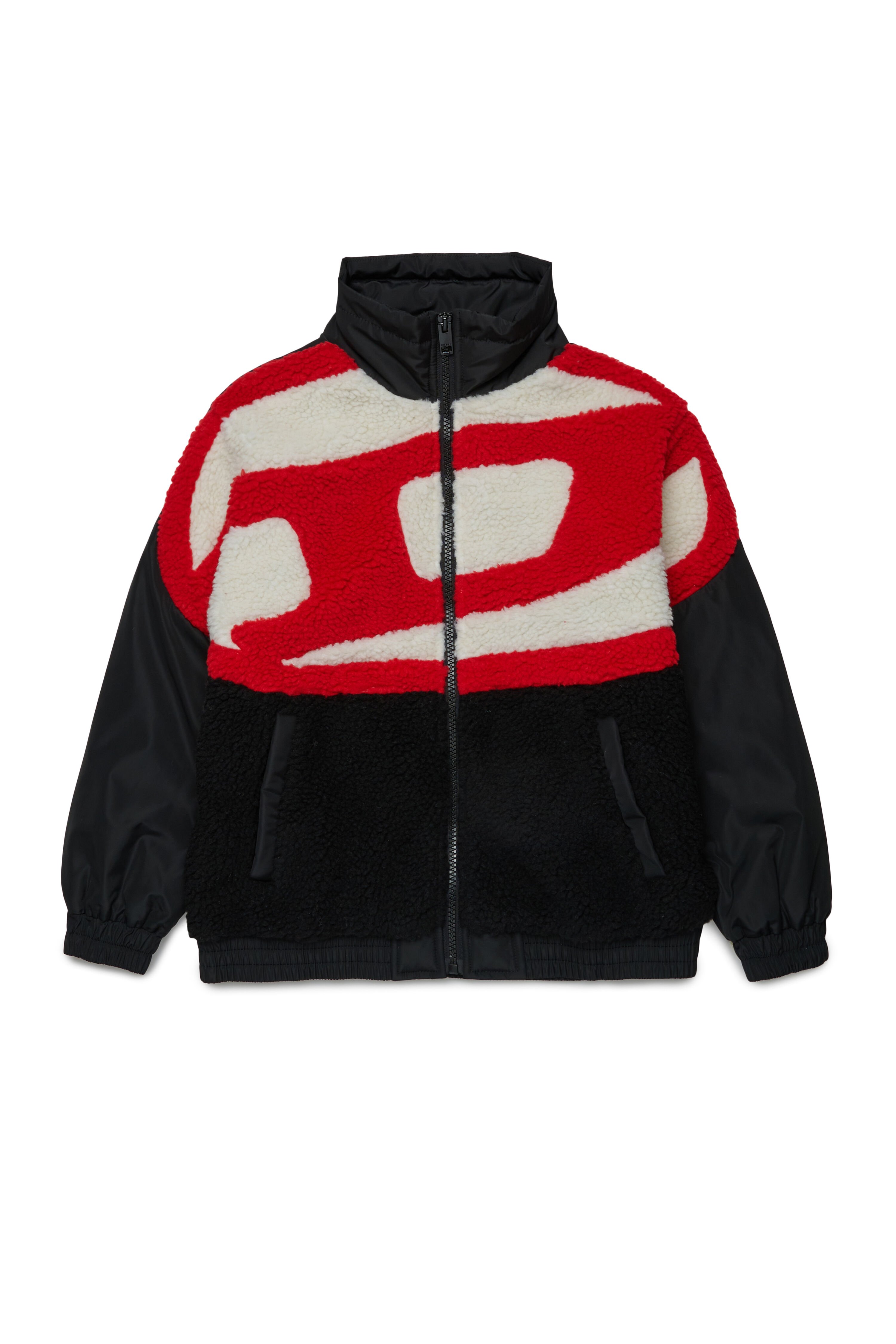 Diesel - JSOVADY, Man Nylon jacket with teddy Oval D in Black - Image 1