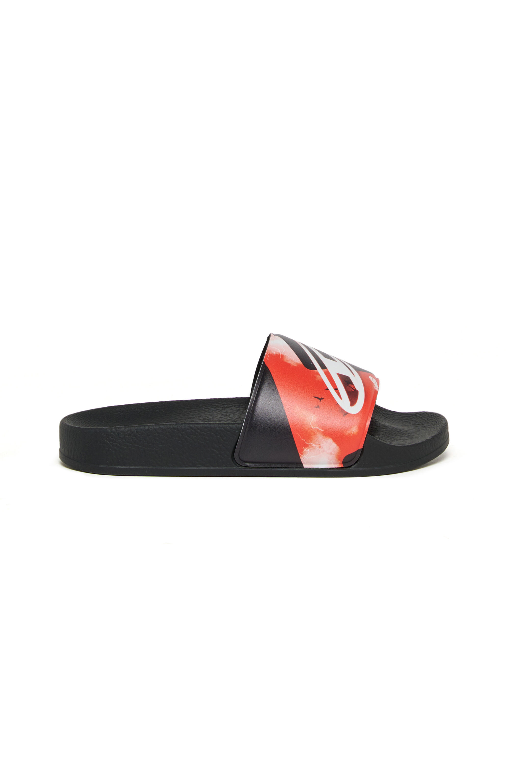 Diesel - SA-BWDIGF, Unisex SA-BWDIGF-Slides mit verzogenem Logo in Schwarz - 1