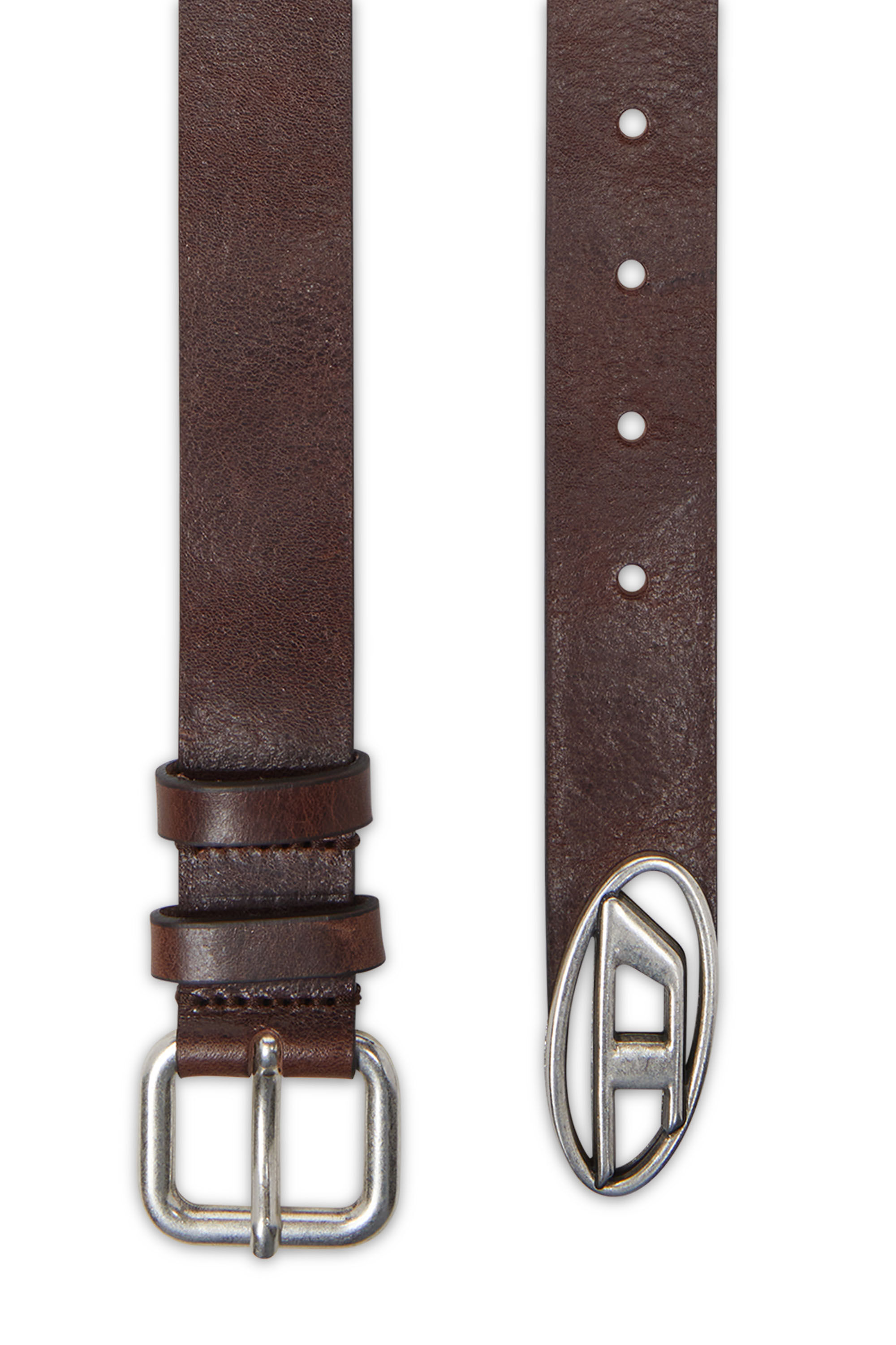Diesel - B-INLAY, Unisex 2.9cm Gürtel aus Leder mit oval D-Logo in Braun - 2