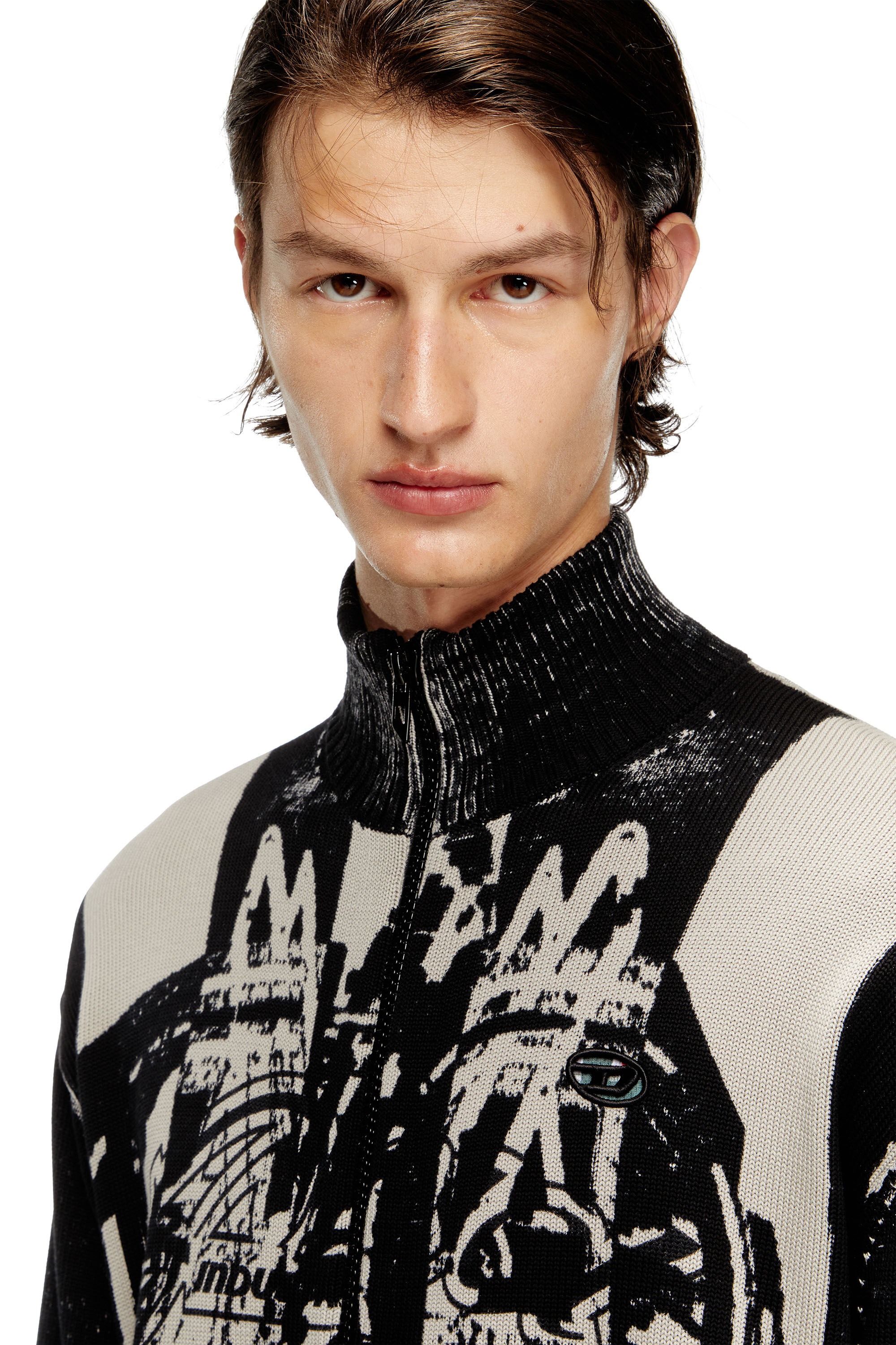 Diesel - K-OLIBA-JKT, Herren Gestreifter Reißverschluss-Cardigan mit Innen-Print in null - 5