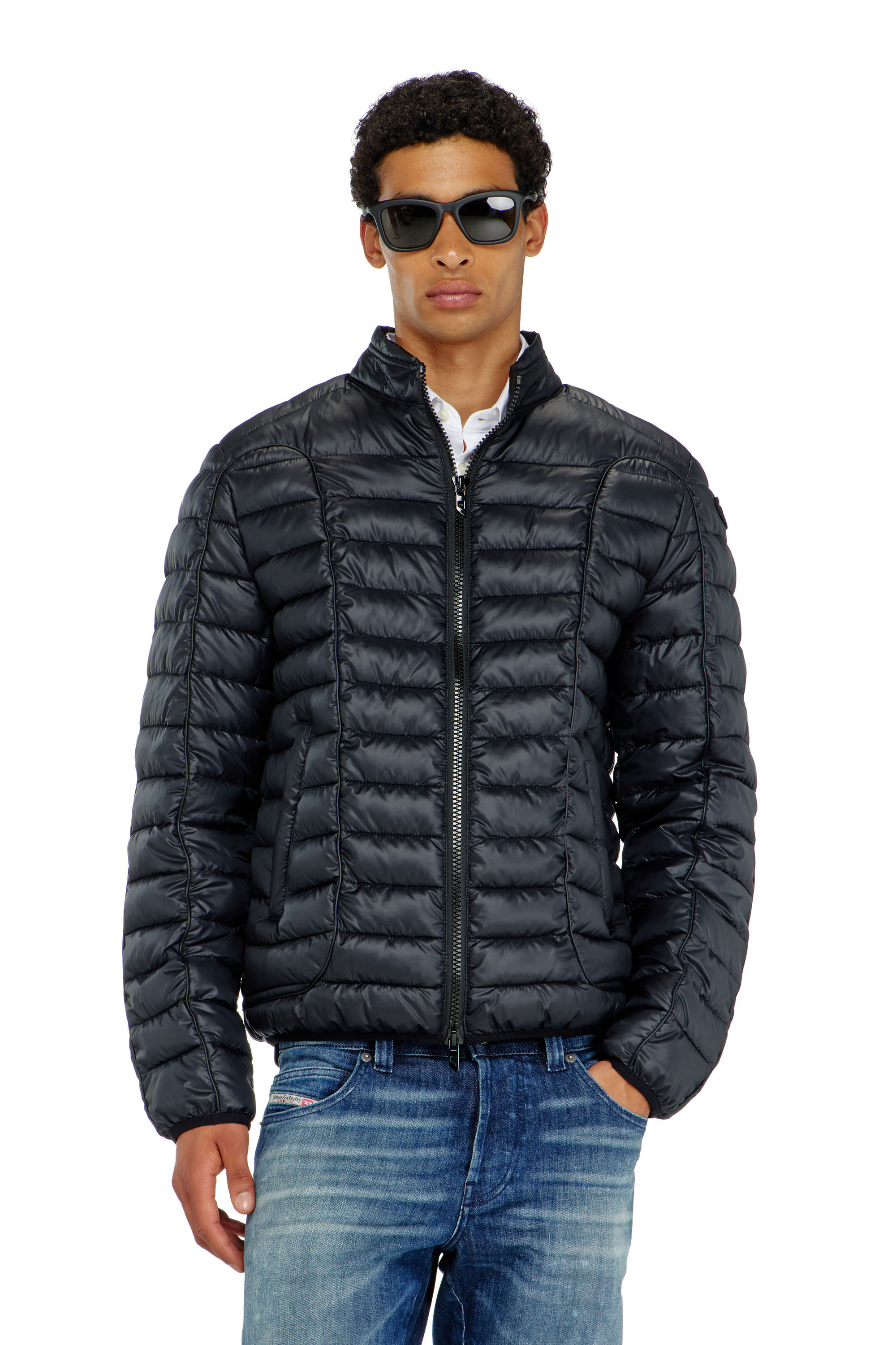 Diesel - W-PILOT-WRD, Herren Biker-inspirierte Steppjacke mit tonalen Paspeln in Schwarz - 3