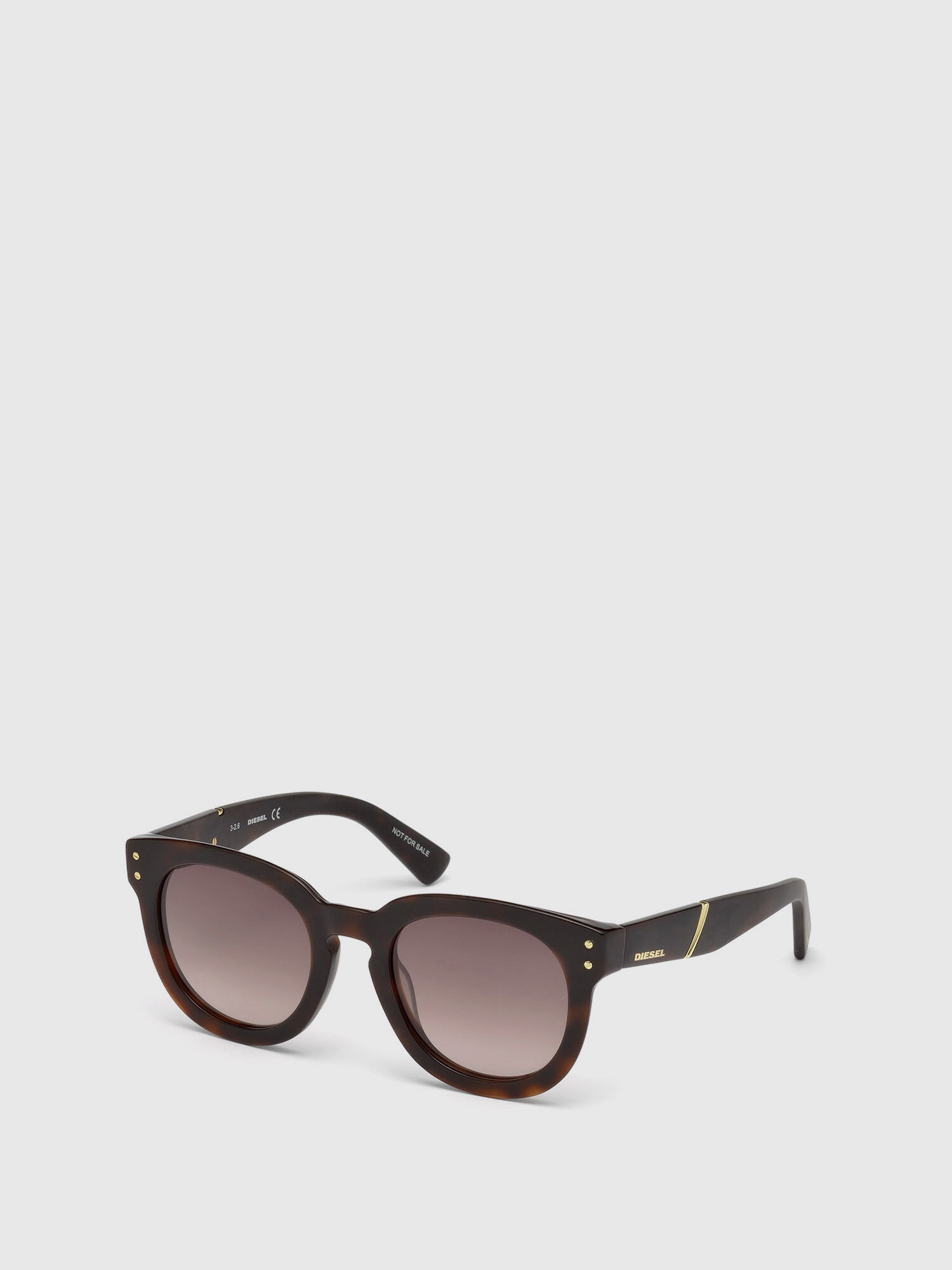 Diesel - DL0230, Damen Sonnenbrille mit runden Gläsern und abgeschrägtem Detail in Braun/Schwarz - 4
