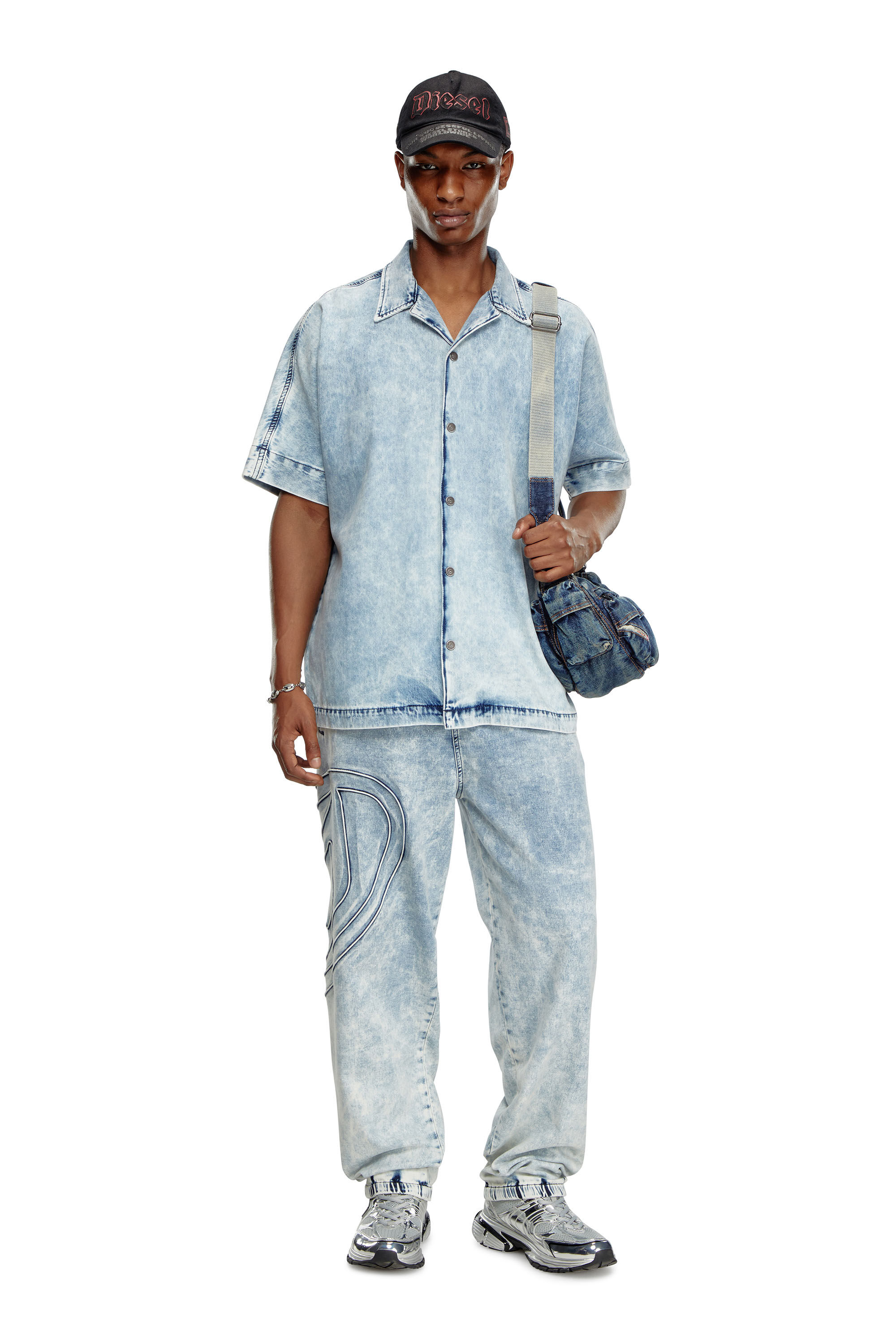 Diesel - D-NABIL-S, Herren Bowlinghemd aus Denim mit Oval D in Hellblau - 1