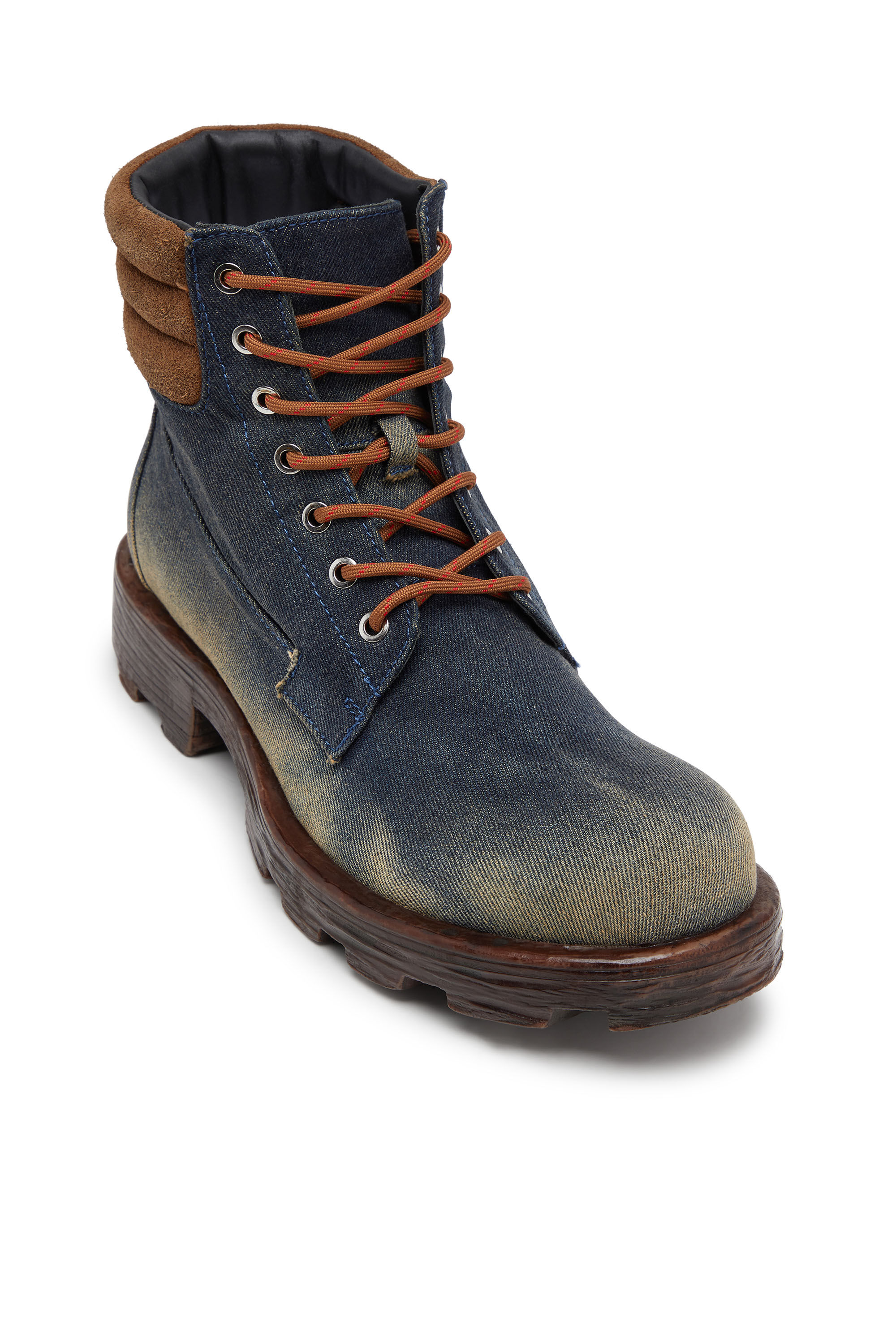 Diesel - D-HAMMER LACE UP, Herren D-Hammer-Kampfstiefel aus Denim und Veloursleder in Dunkelblau - 6