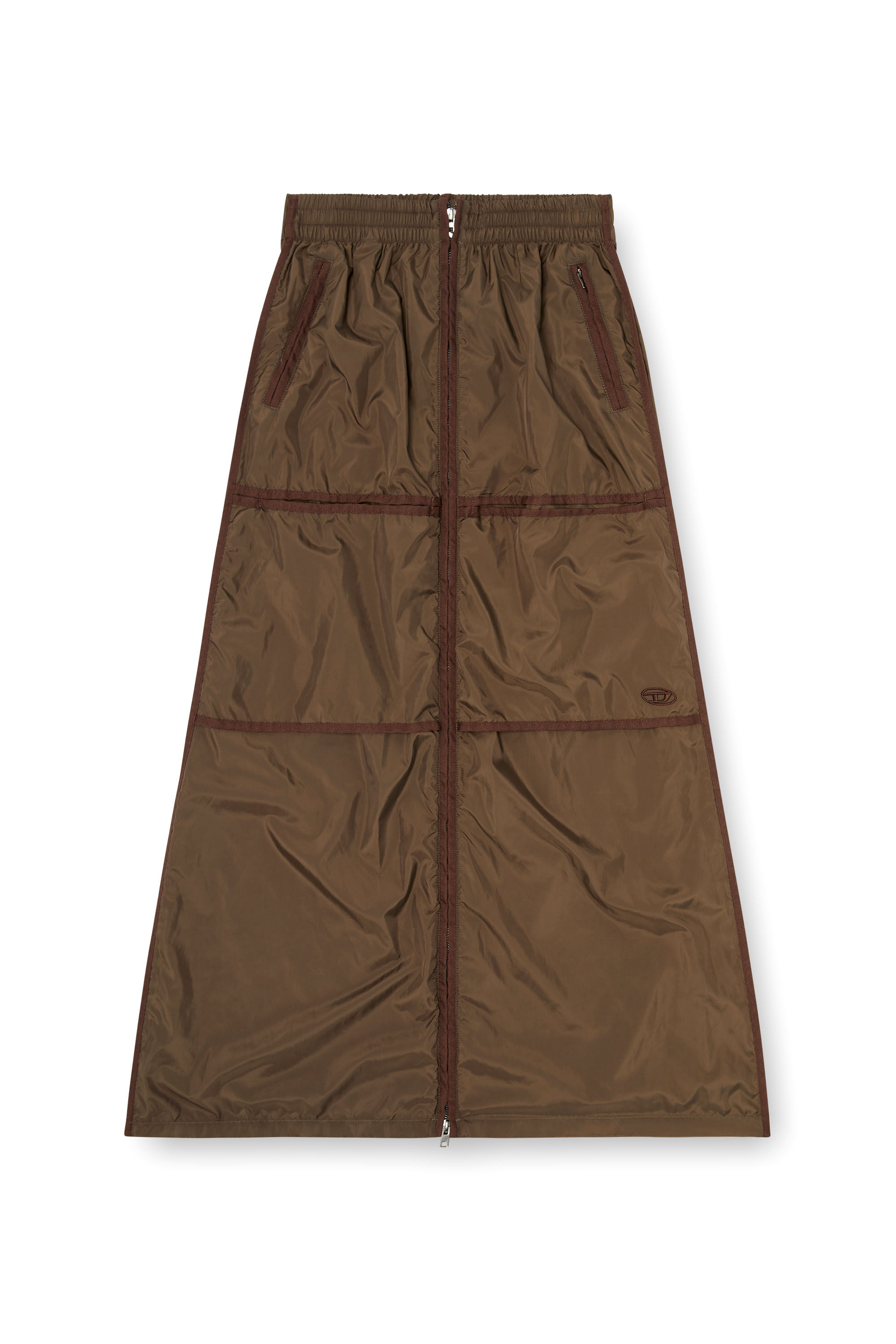 Women's Windbreaker maxi skirt with front zip | Brown | Diesel