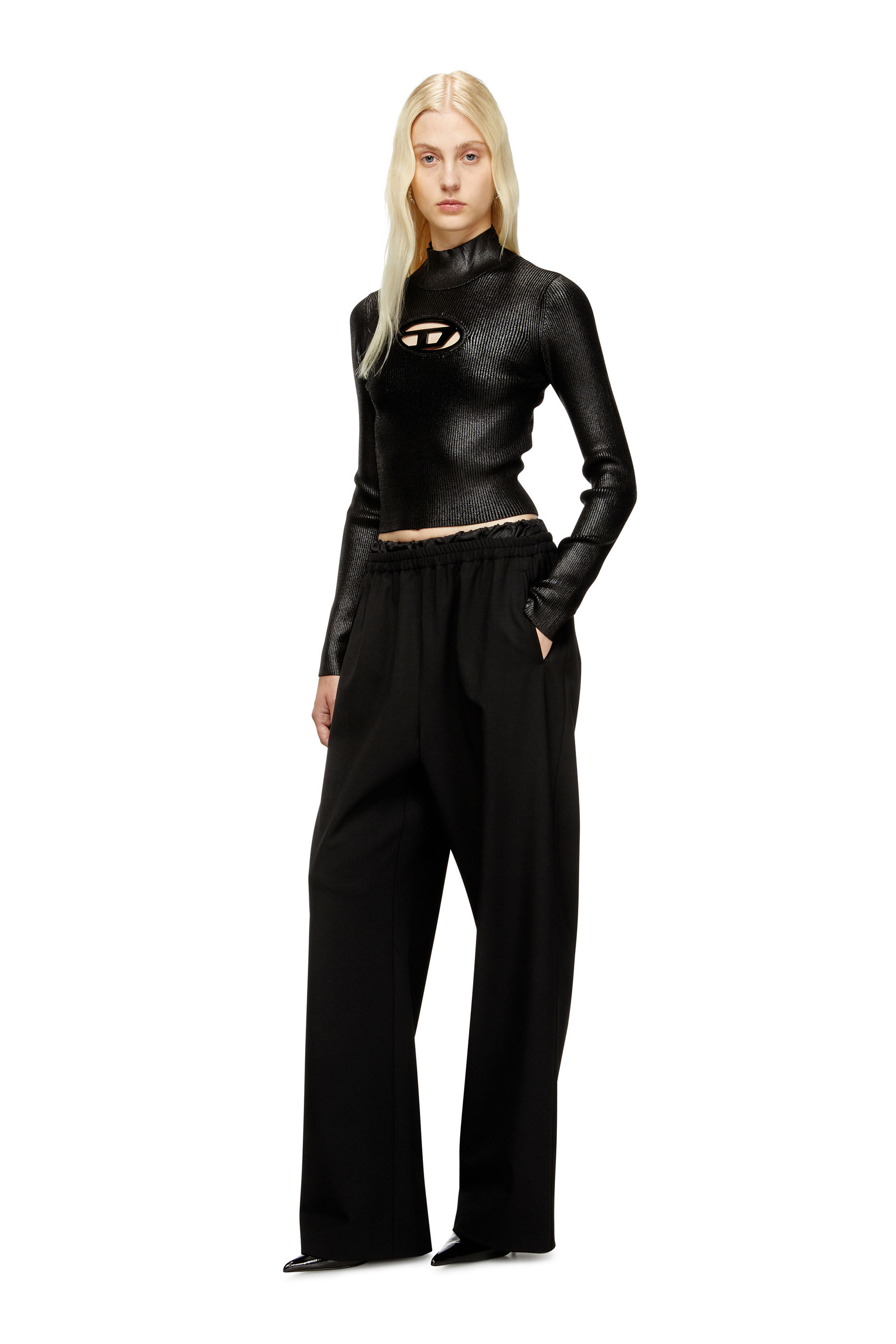 Diesel - P-YRITE-R2, Damen Wollhose mit Kordelzug in Schwarz - 1