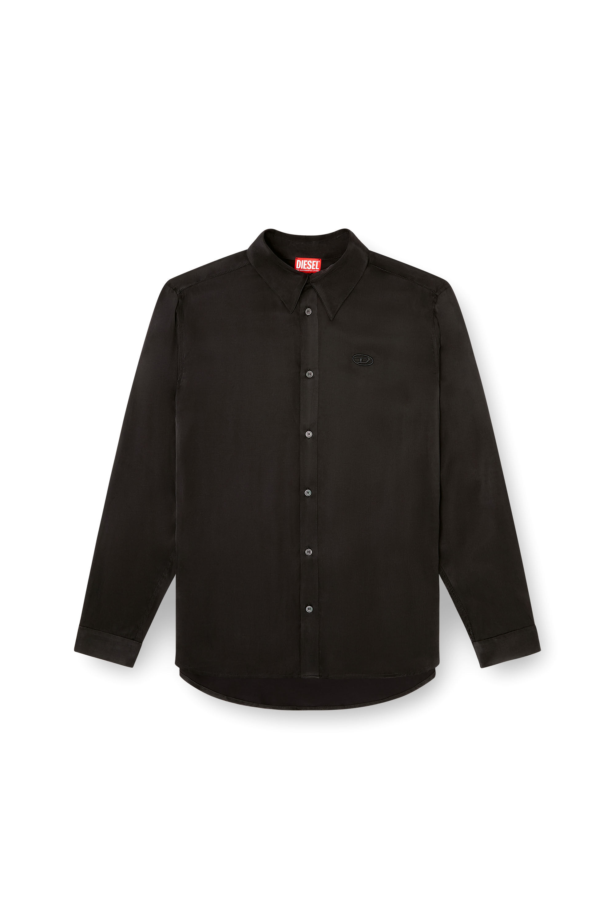 Diesel - S-SIMPLY-AJFU, Herren Hemd aus Cupro mit eingesticktem Logo in Schwarz - 2