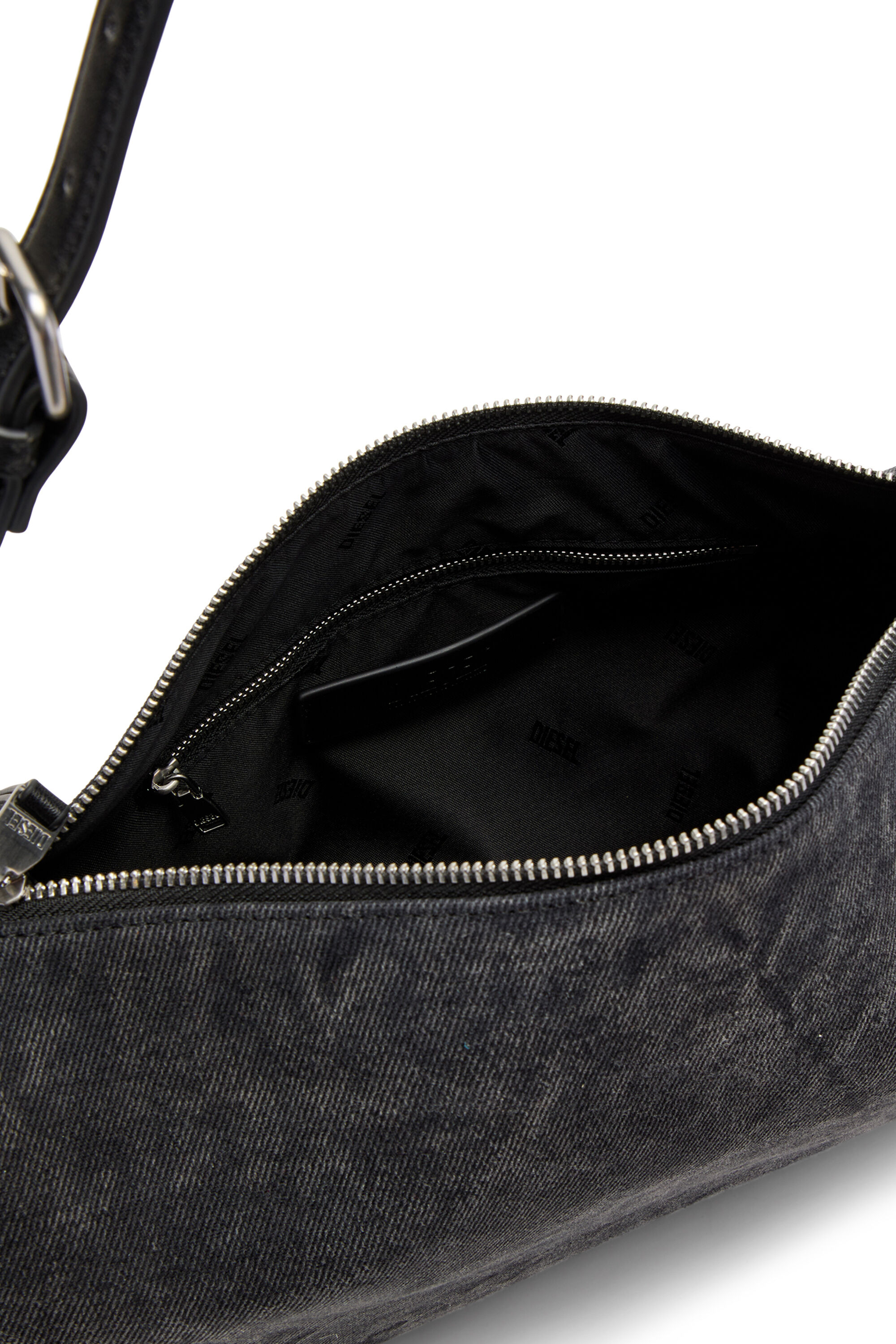 Diesel - LOAD-D SHOULDER BAG X, Unisex Load-D-Shoulder Bag mit transparenten ovalen D-Seiten in Schwarz - 5