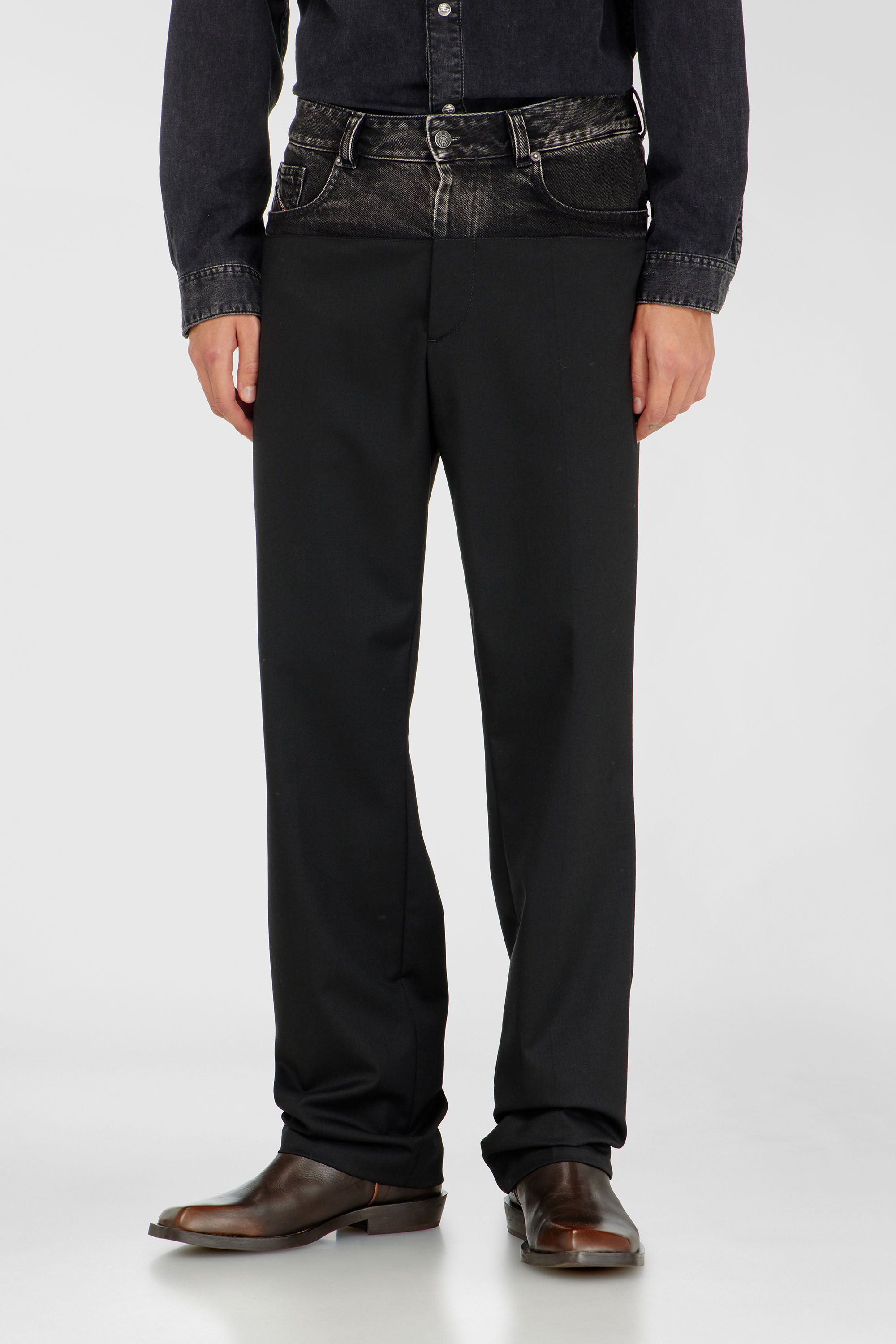 Diesel - P-LOGAN, Herren Hose mit Denim- und Tailoring-Elementen in Schwarz - 3