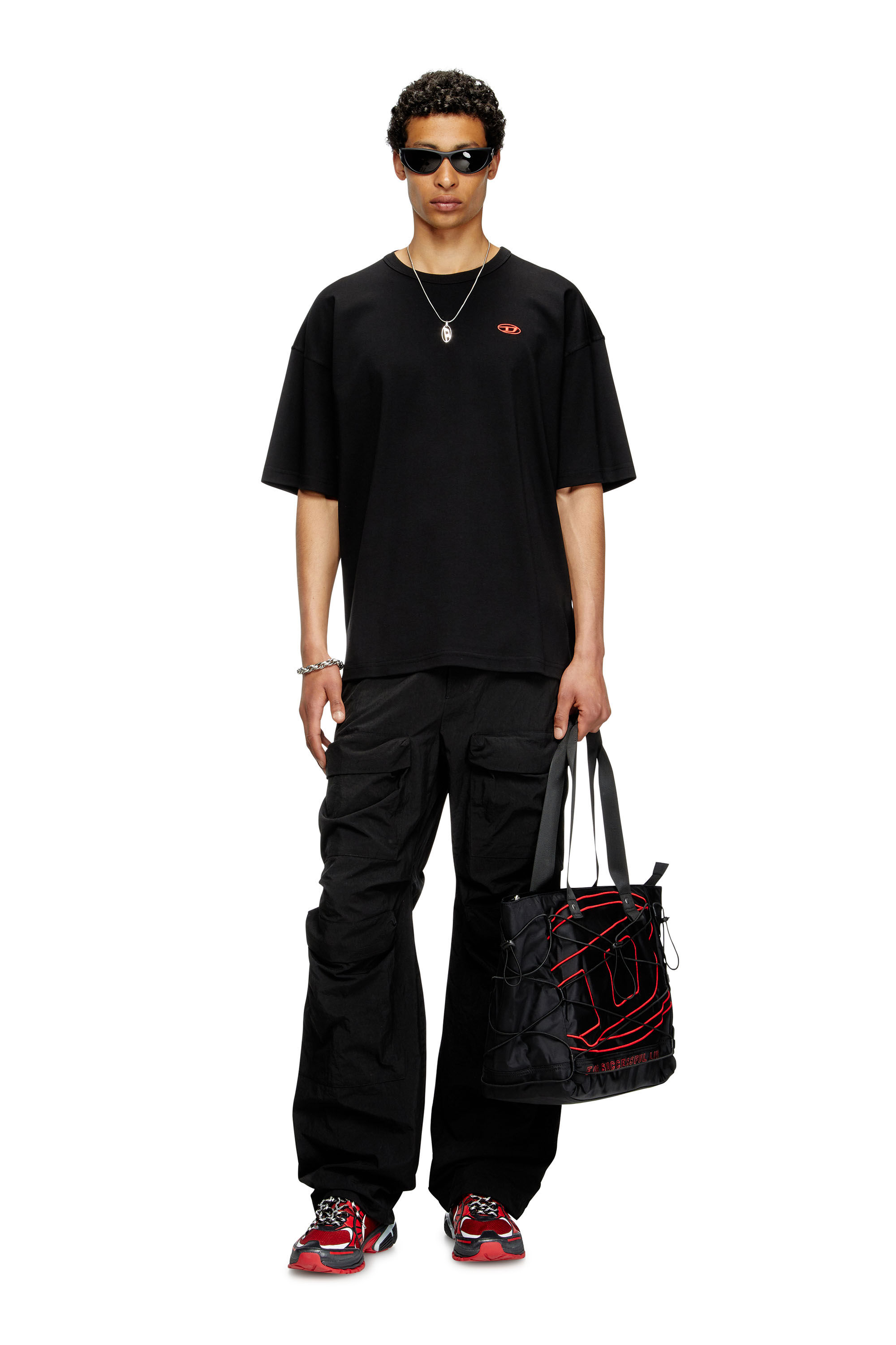 Diesel - T-BOXT-T6, Herren T-Shirt mit rotem Oval D in Schwarz - 1