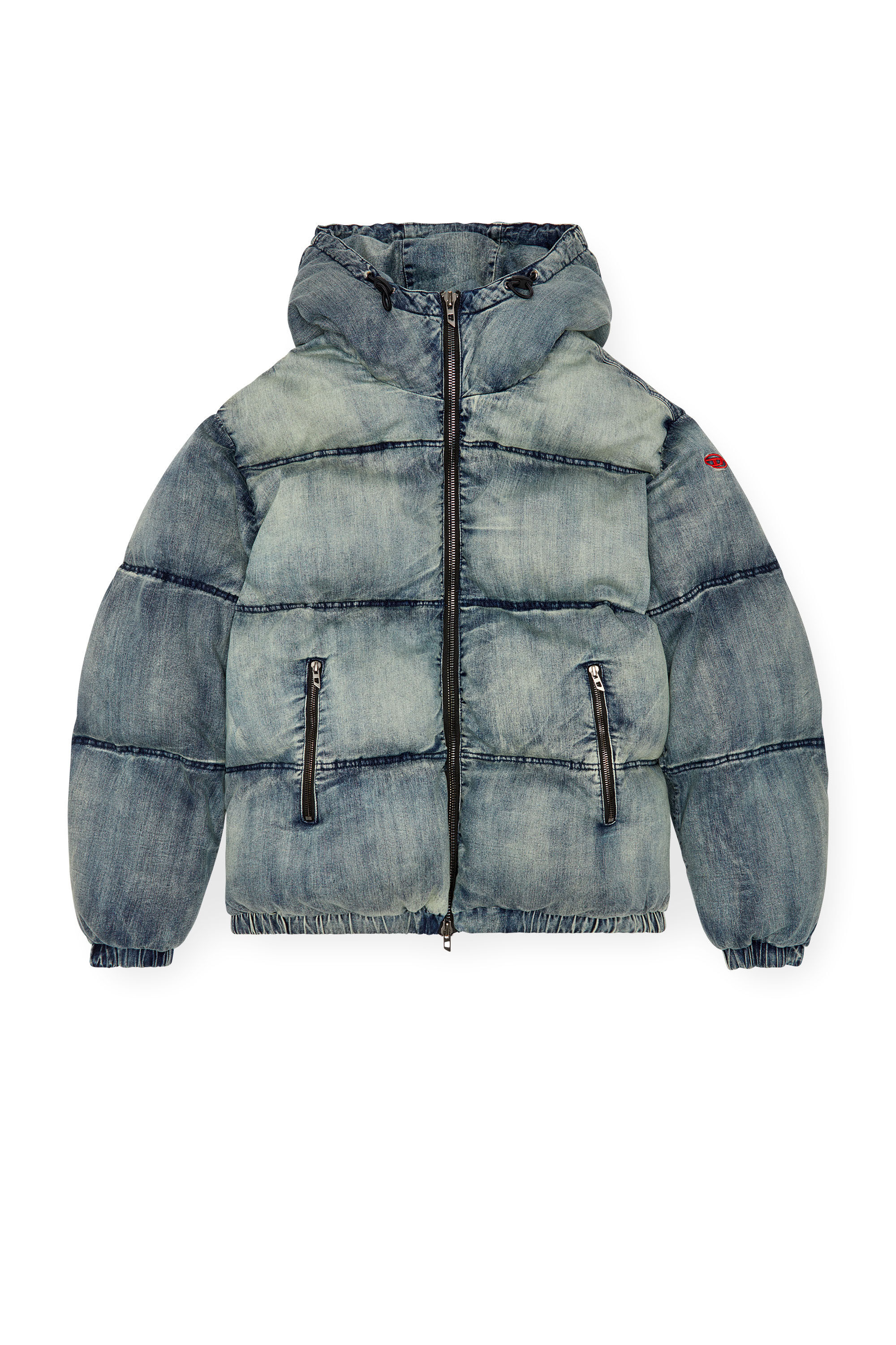 Men's Puffer jacket in treated denim | Blue | Diesel