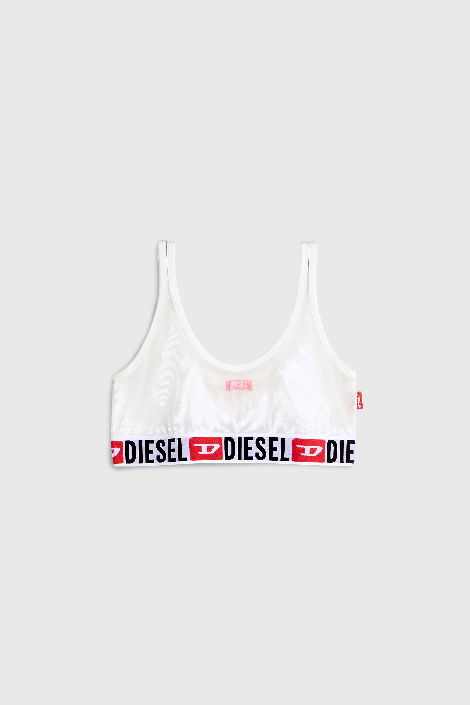 Diesel - PR-ORIBA-D-CORE, Damen Bralette mit transparentem Devor&eacute;-Effekt in Wei&szlig; - 2