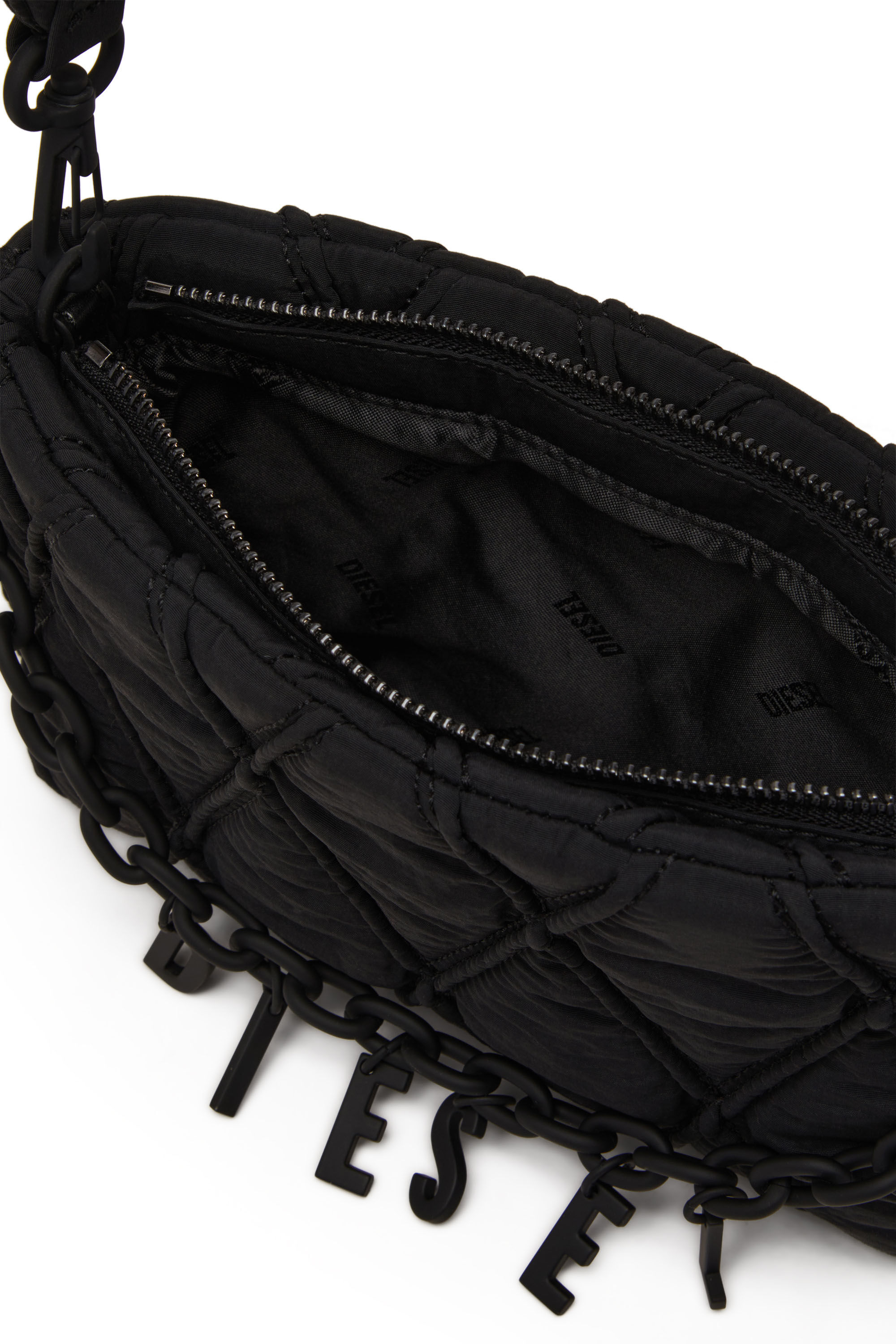 Diesel - CHARM-D POUCH, Damen Pouch aus gestepptem Nylon in Schwarz - 4