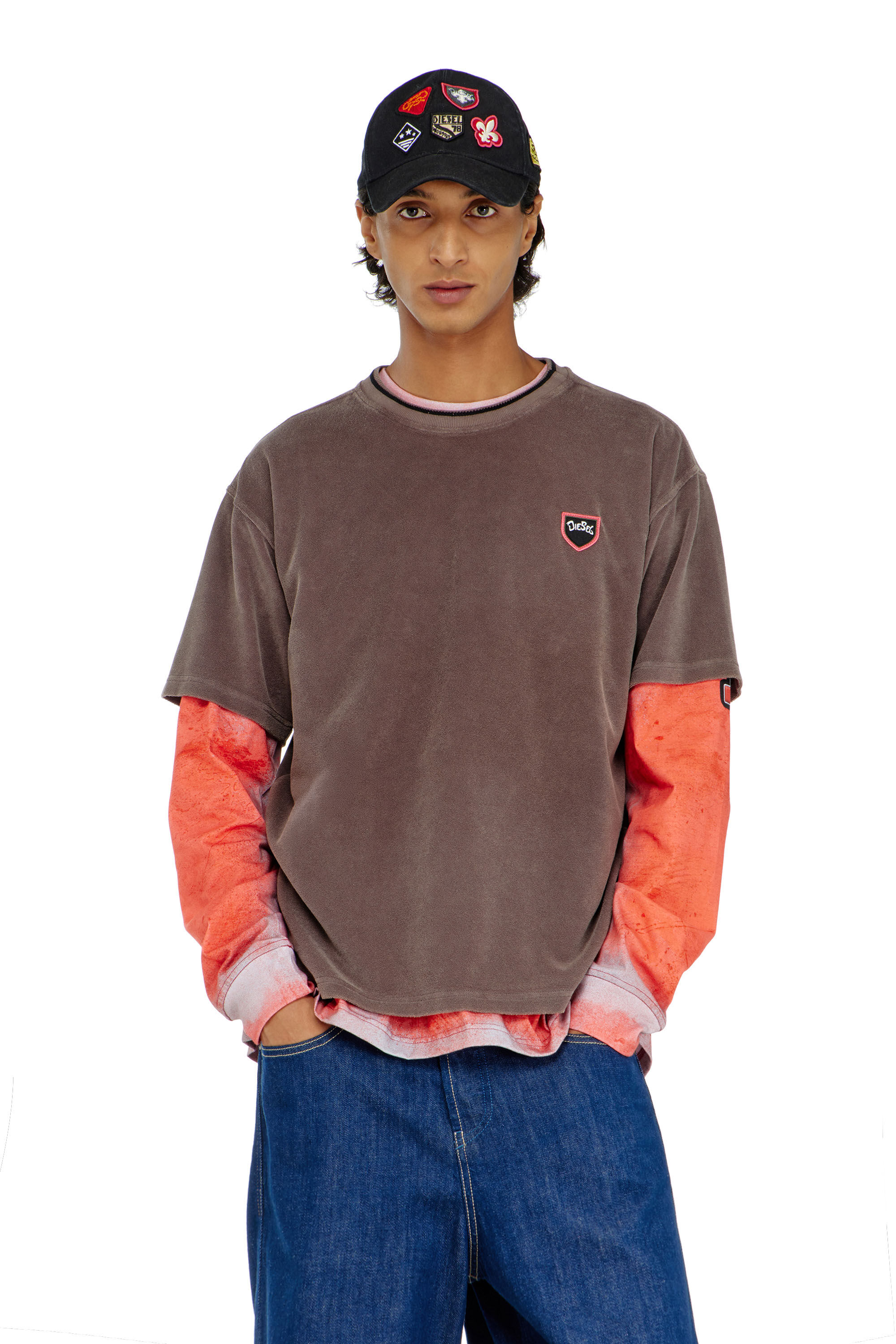 Diesel - T-SPONGY, Herren Chenille-T-Shirt mit shield patch in null - 3