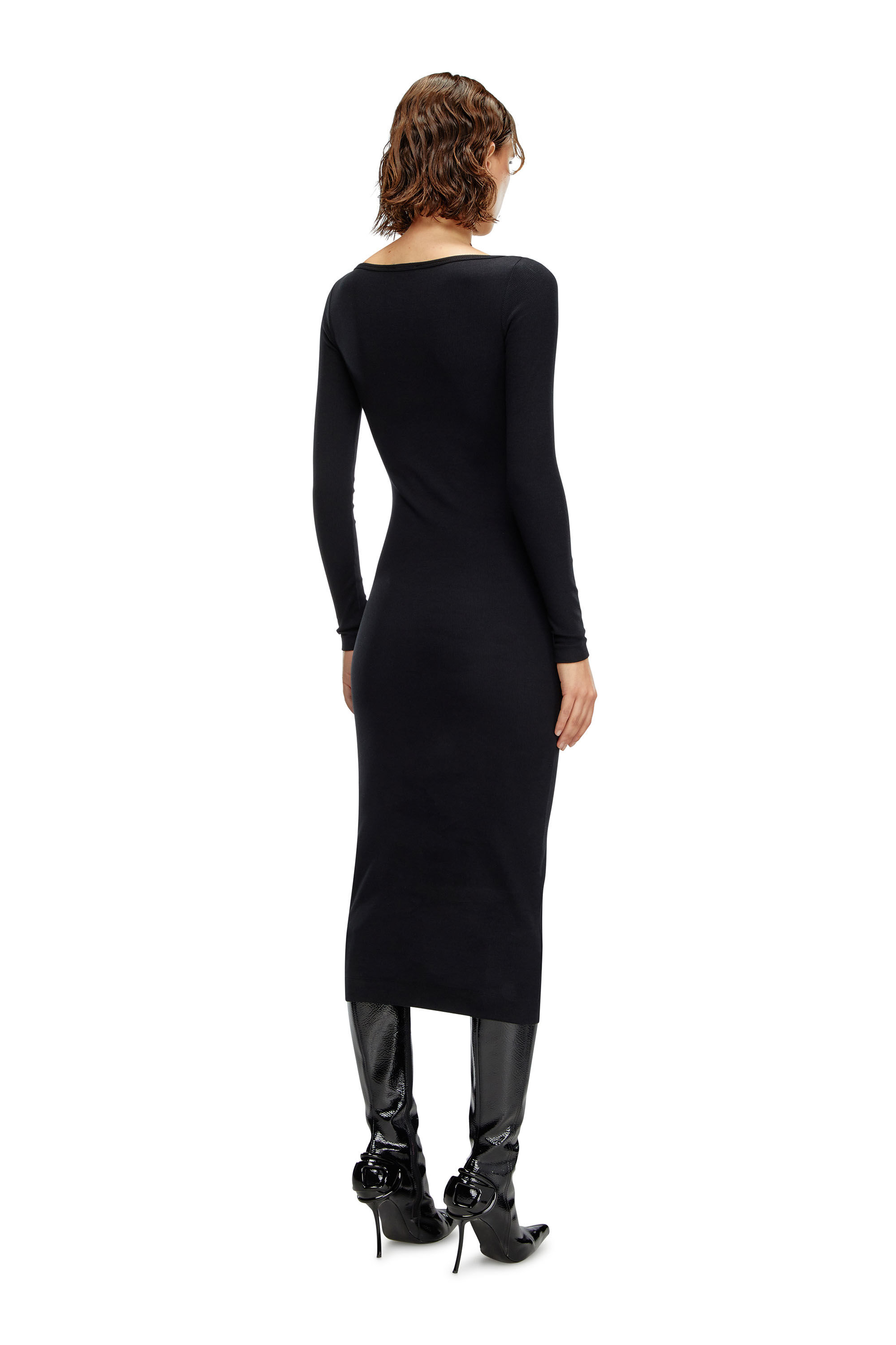 Diesel - D-BALLET-D, Damen Midi-Kleid mit U-Ausschnitt. in Schwarz - 3